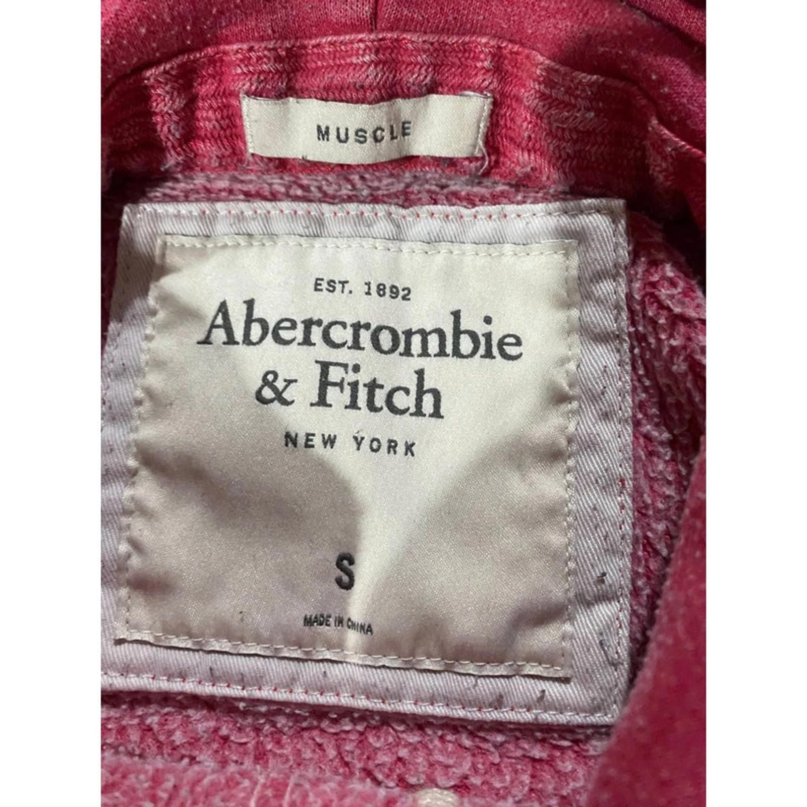 abercrombie & fitch pink faded hoodie size small muscle y2k 2000s