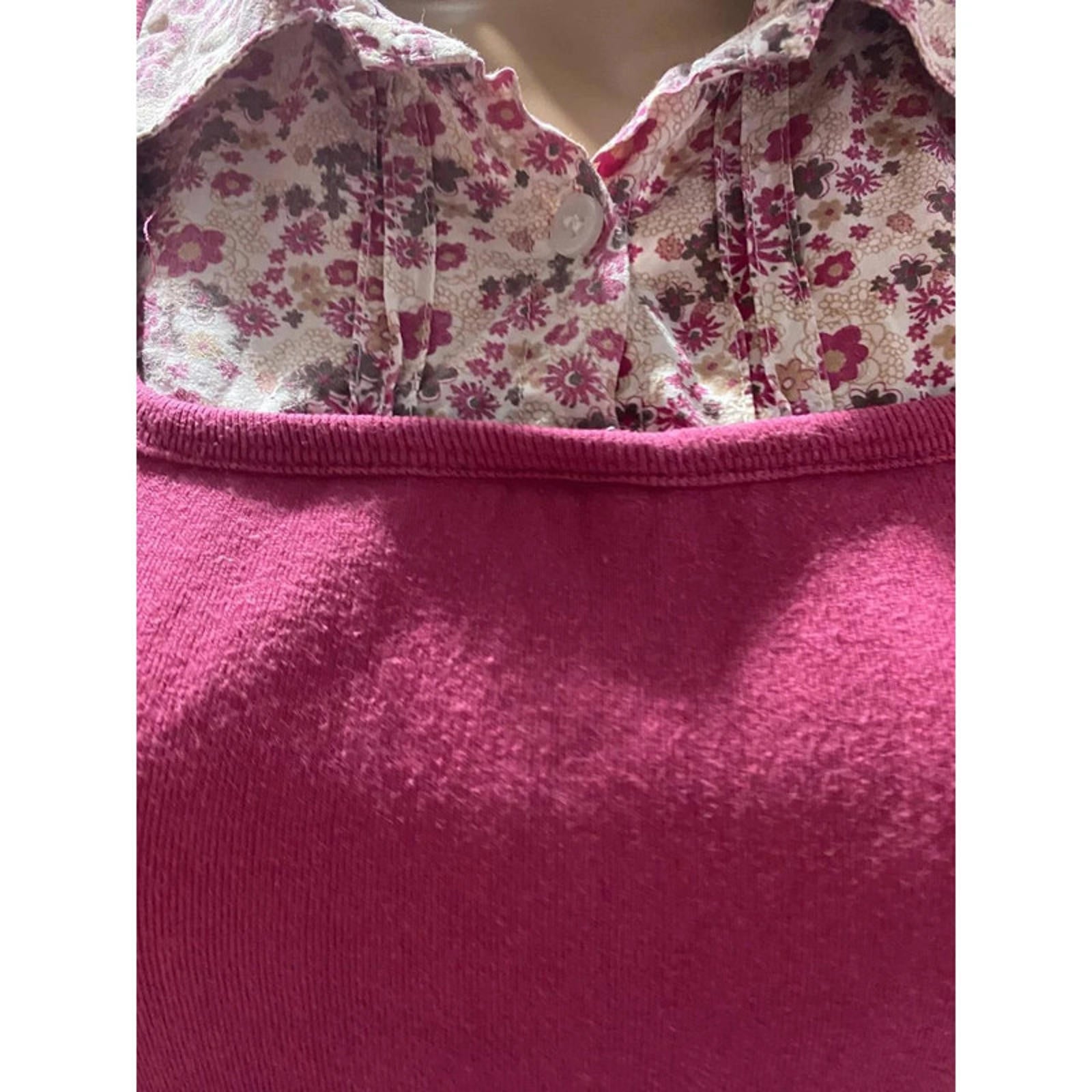 y.d fit adult uk 6 - pink floral fake two piece jumper - vintage 2000s y2k