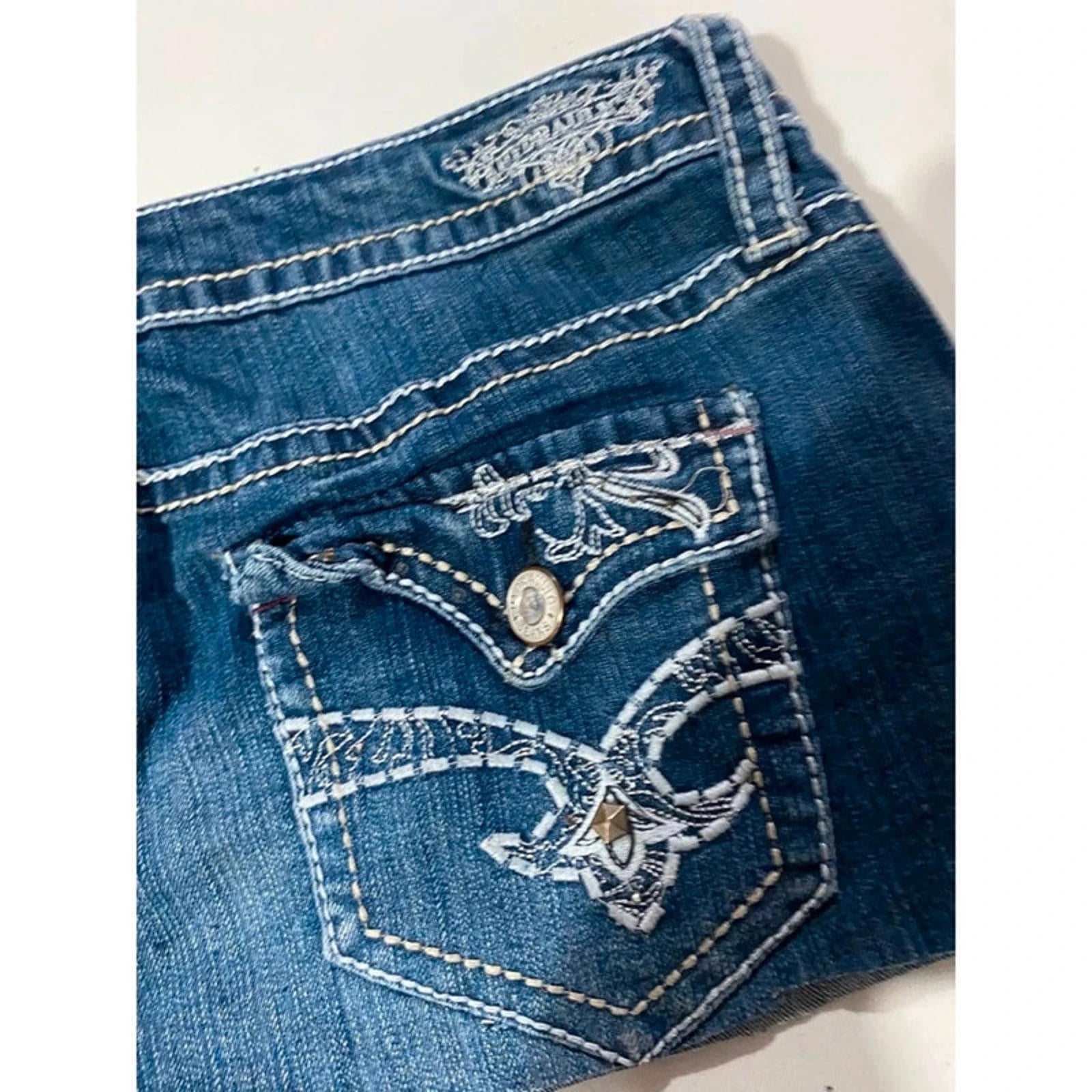 32 inch waist estimate size 14 uk - blue denim mini skirt vintage 2000s y2k