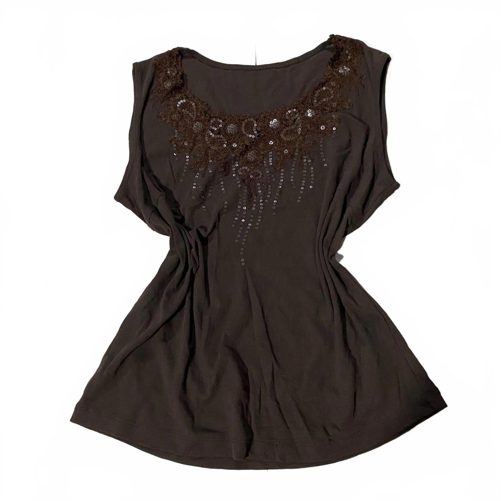 vintage cami top japanese y2k coquette fairycore size est. medium brown