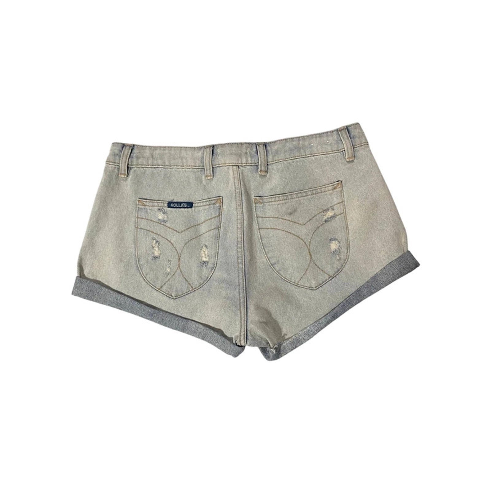 30 inch waist estimate size 12 uk - blue denim mini shorts vintage 2000s y2k