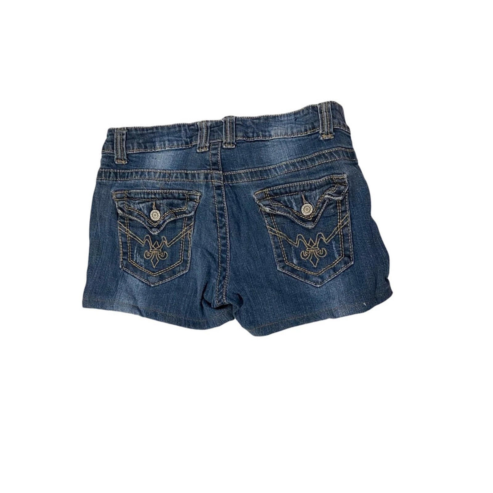 vintage denim shorts embellished - size 10 - waist 28 - y2k 2000s mcbling