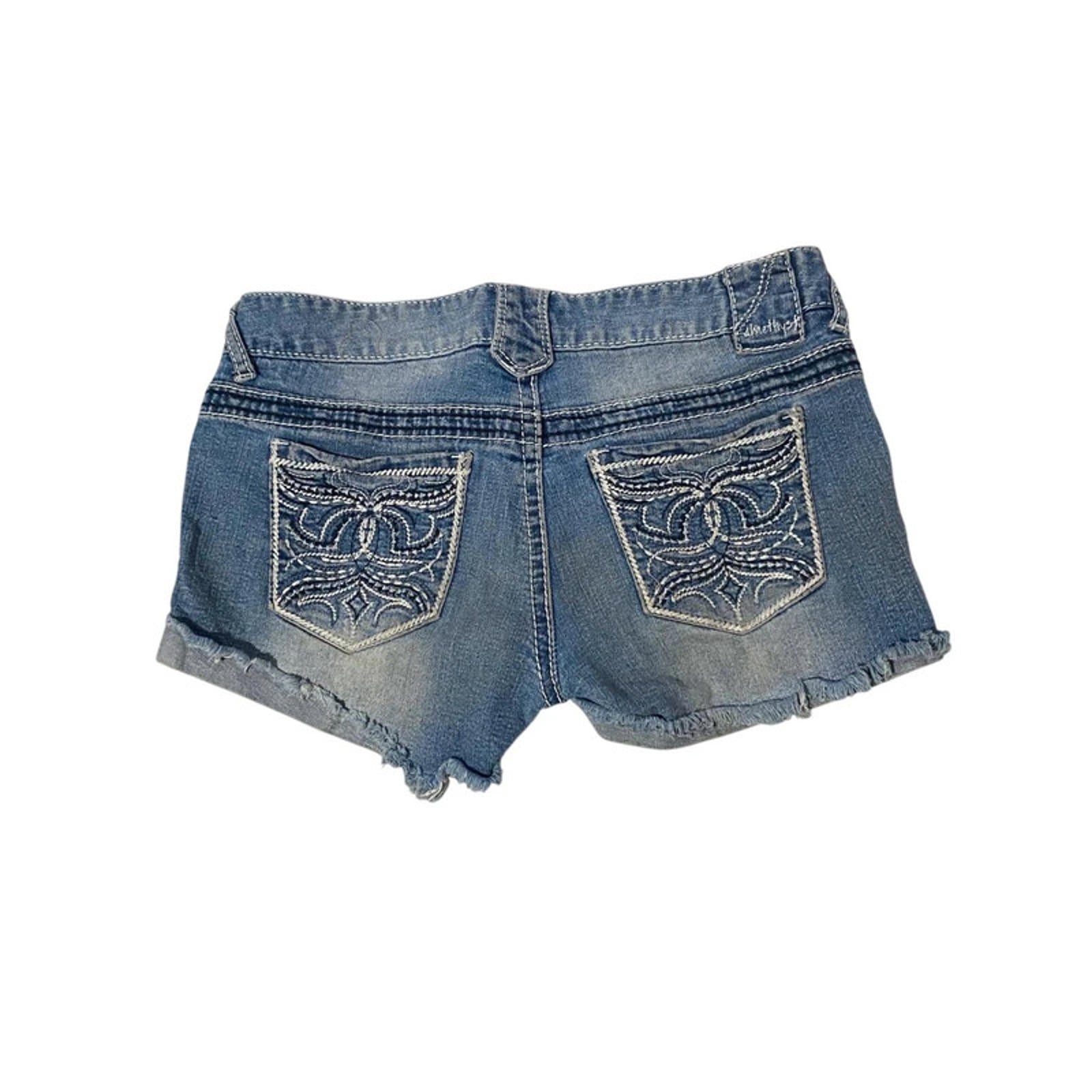 vintage denim shorts embellished - size 12 - waist 30 - y2k 2000s mcbling