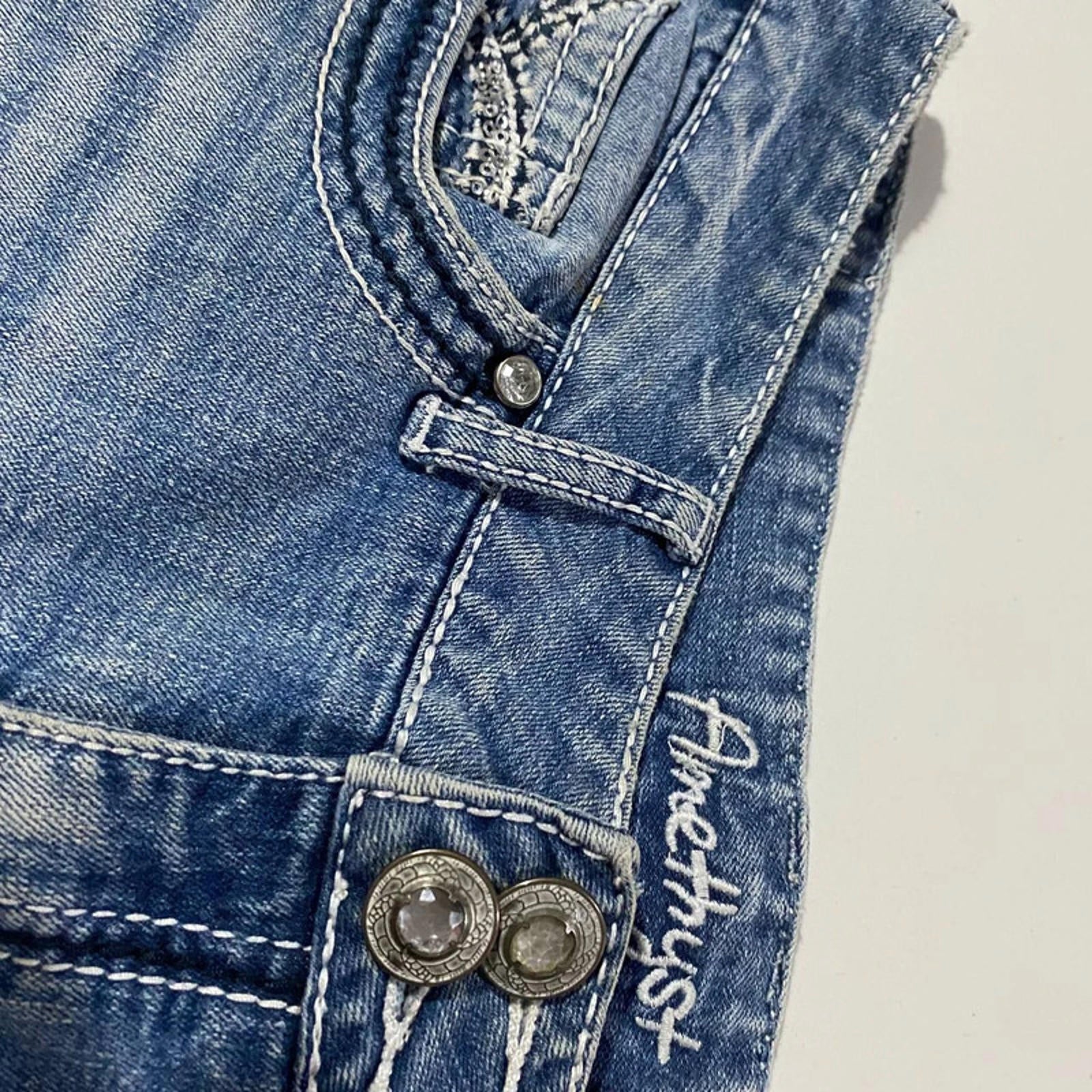 vintage denim shorts embellished - size 12 - waist 30 - y2k 2000s mcbling