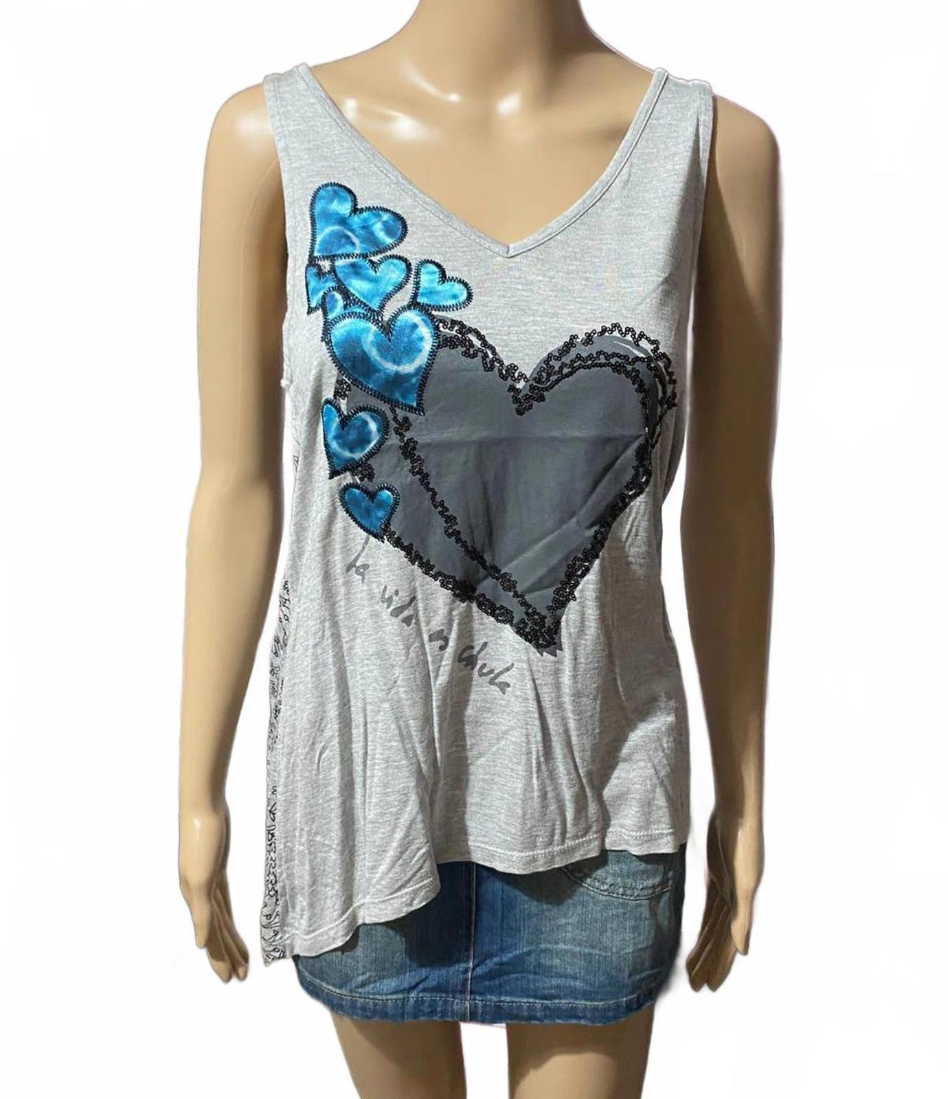 desigual tank top size small grey y2k 2000s