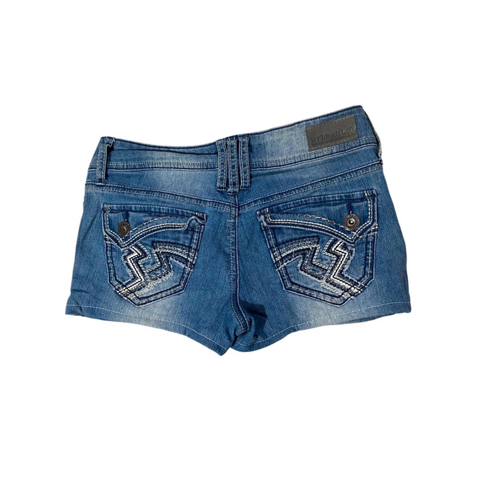 vintage denim shorts embellished - size 10 - waist 28 - y2k 2000s mcbling