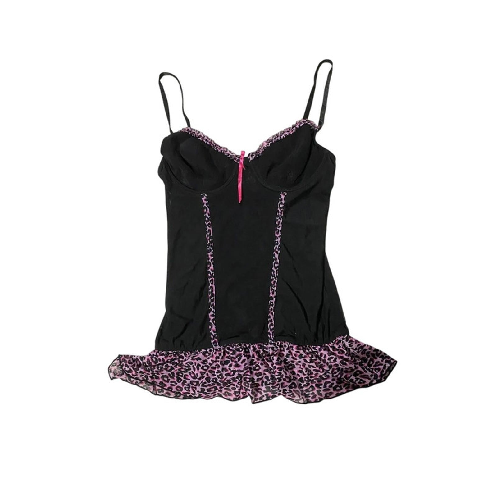 babydoll top leopard print pink and black 2000s y2k scene emo mcbling