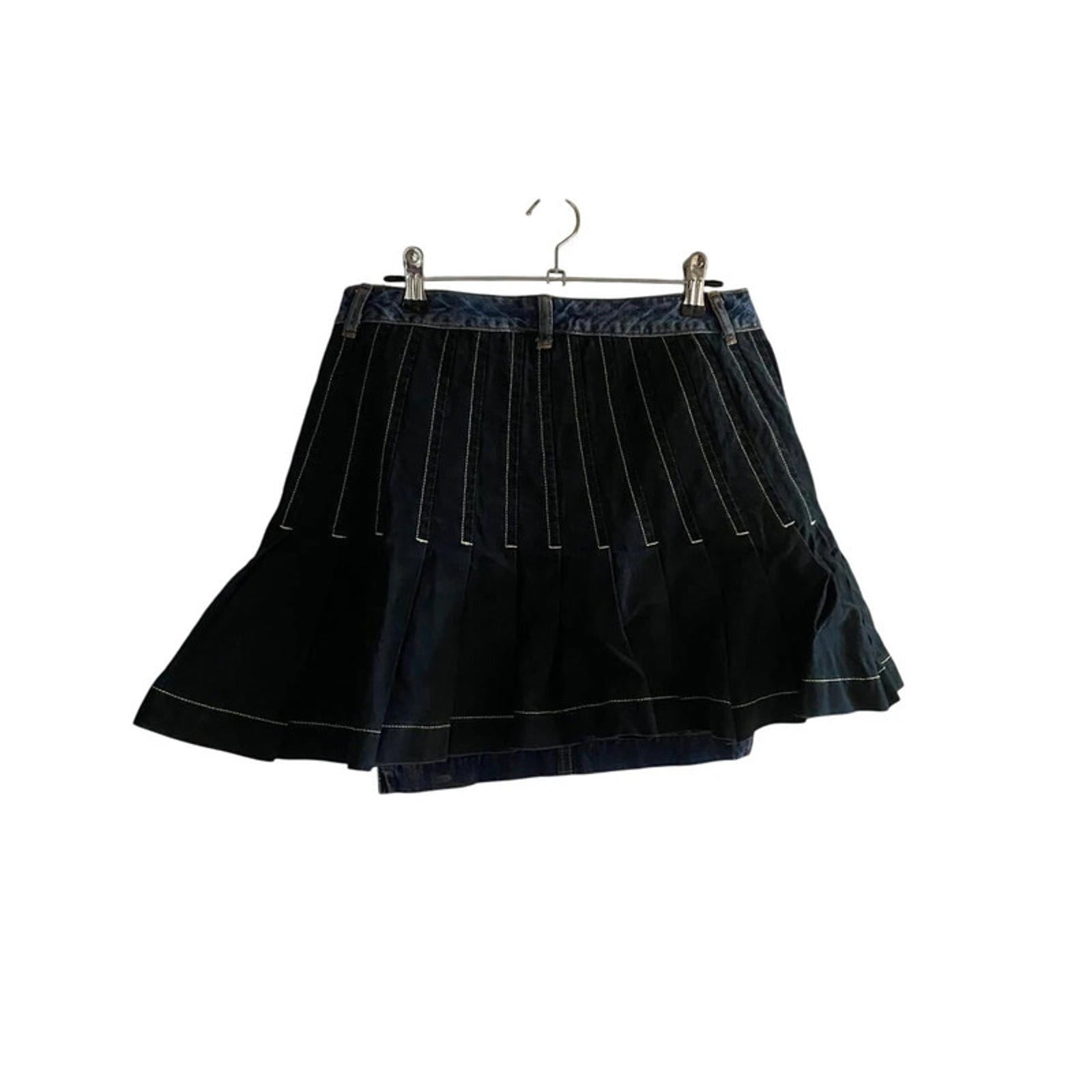 28 inch waist estimate size 10 uk - blue denim mini skirt vintage 2000s y2k bamboo