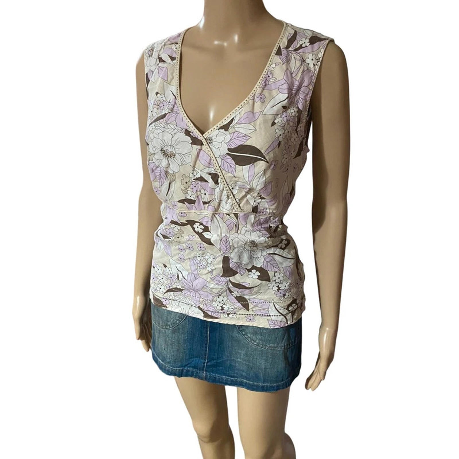 size 12 monsoon vintage y2k floral tank top 2000s