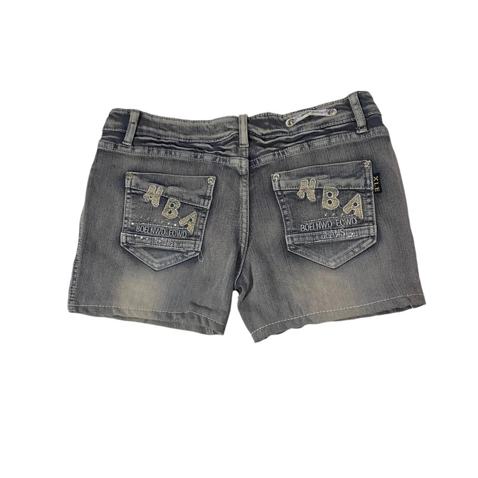 vintage denim shorts embellished disney inspired - size 10 - waist 28 - y2k 2000s mcbling