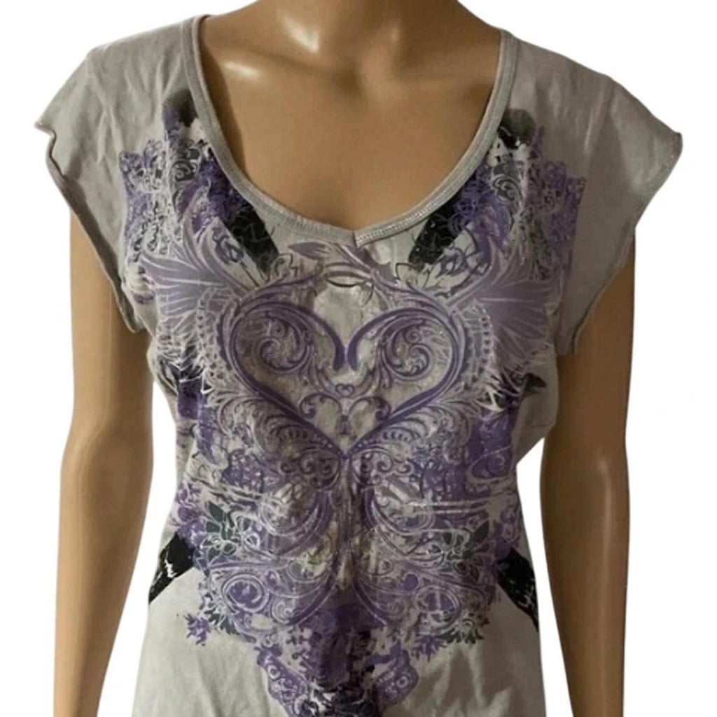 papaya size 14 purple grey black grunge y2k swirl top short sleeve 2000s