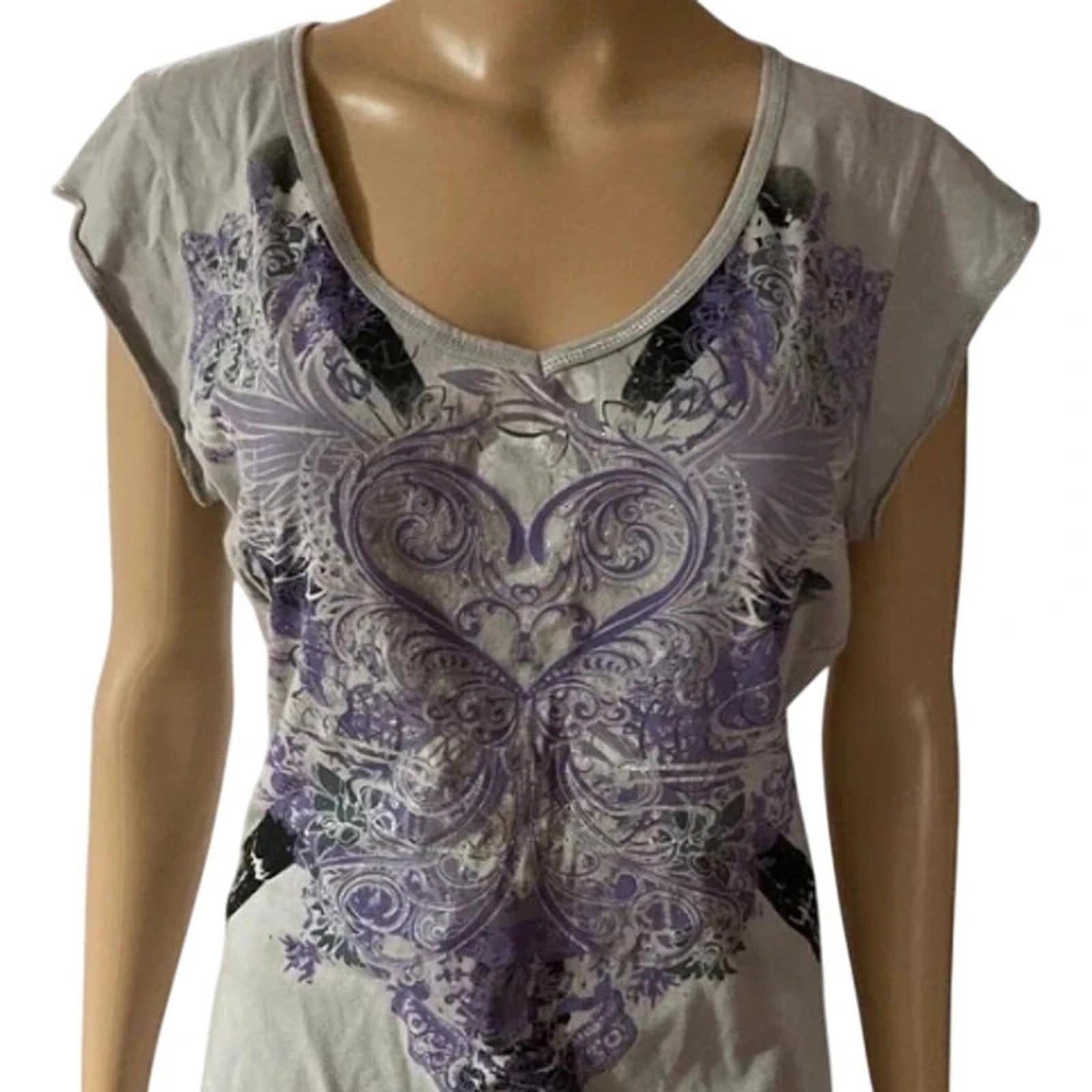 papaya size 14 purple grey black grunge y2k swirl top short sleeve 2000s