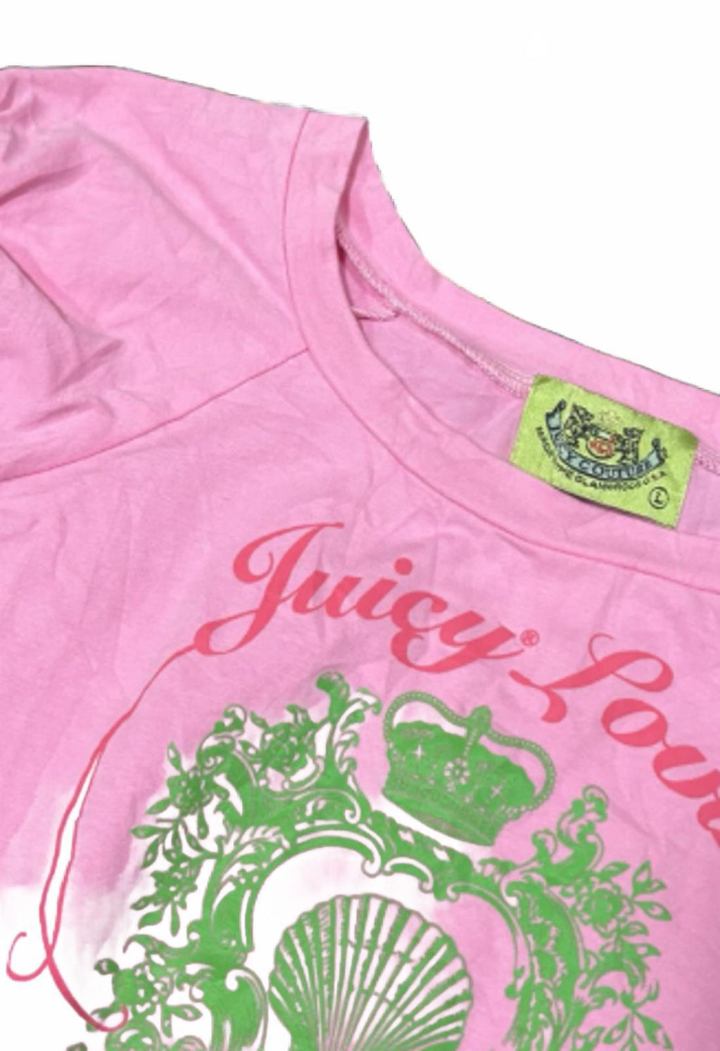 Juicy Couture Pink and green Vintage tshirt  RARE y2k mcbling 2000s