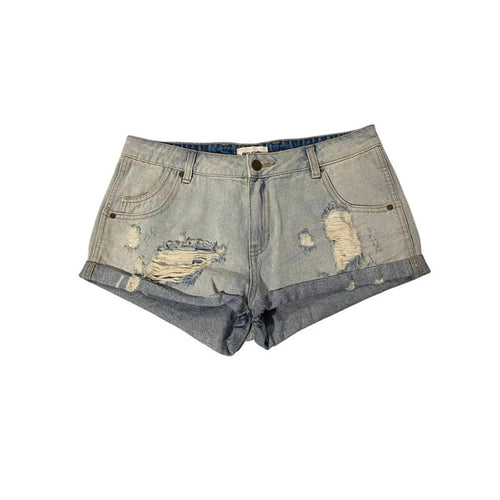 30 inch waist estimate size 12 uk - blue denim mini shorts vintage 2000s y2k rollas