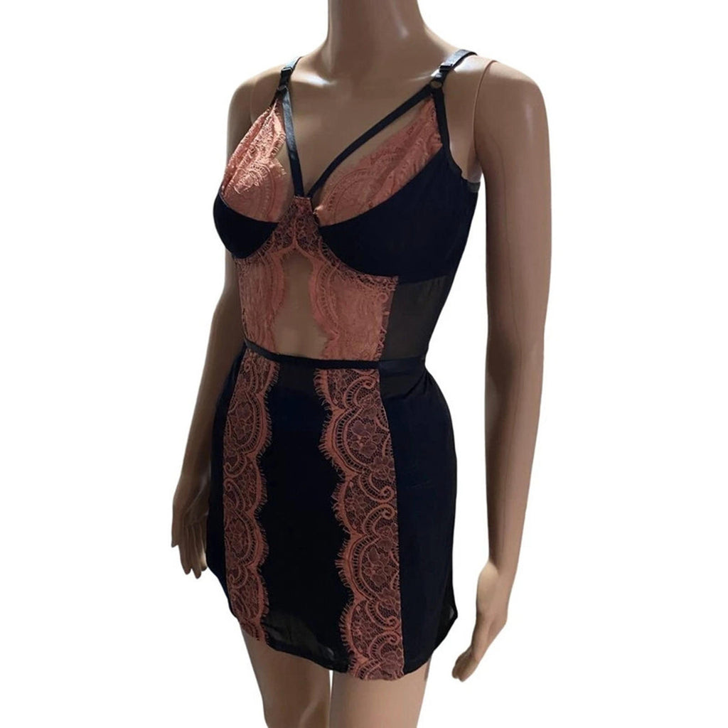 estimate small black and pink peach lace babydoll cami top - vintage y2k 2000s diva