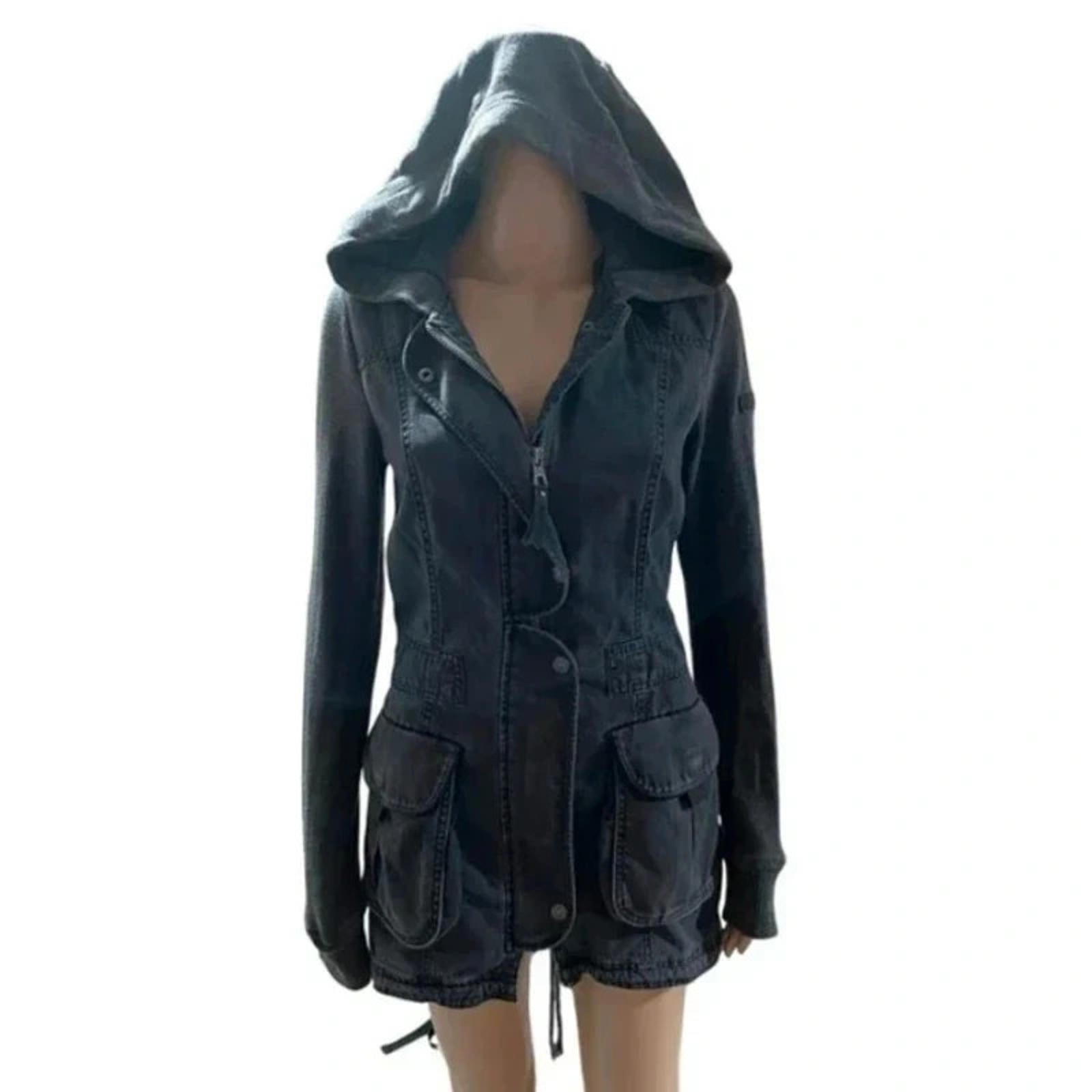 abercrombie & fitch grey coat size medium vintage 2000s y2k