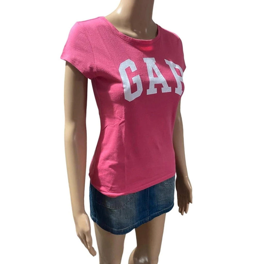 gap pink and white tshirt estimate adult xs - y2k 2000s mcbling