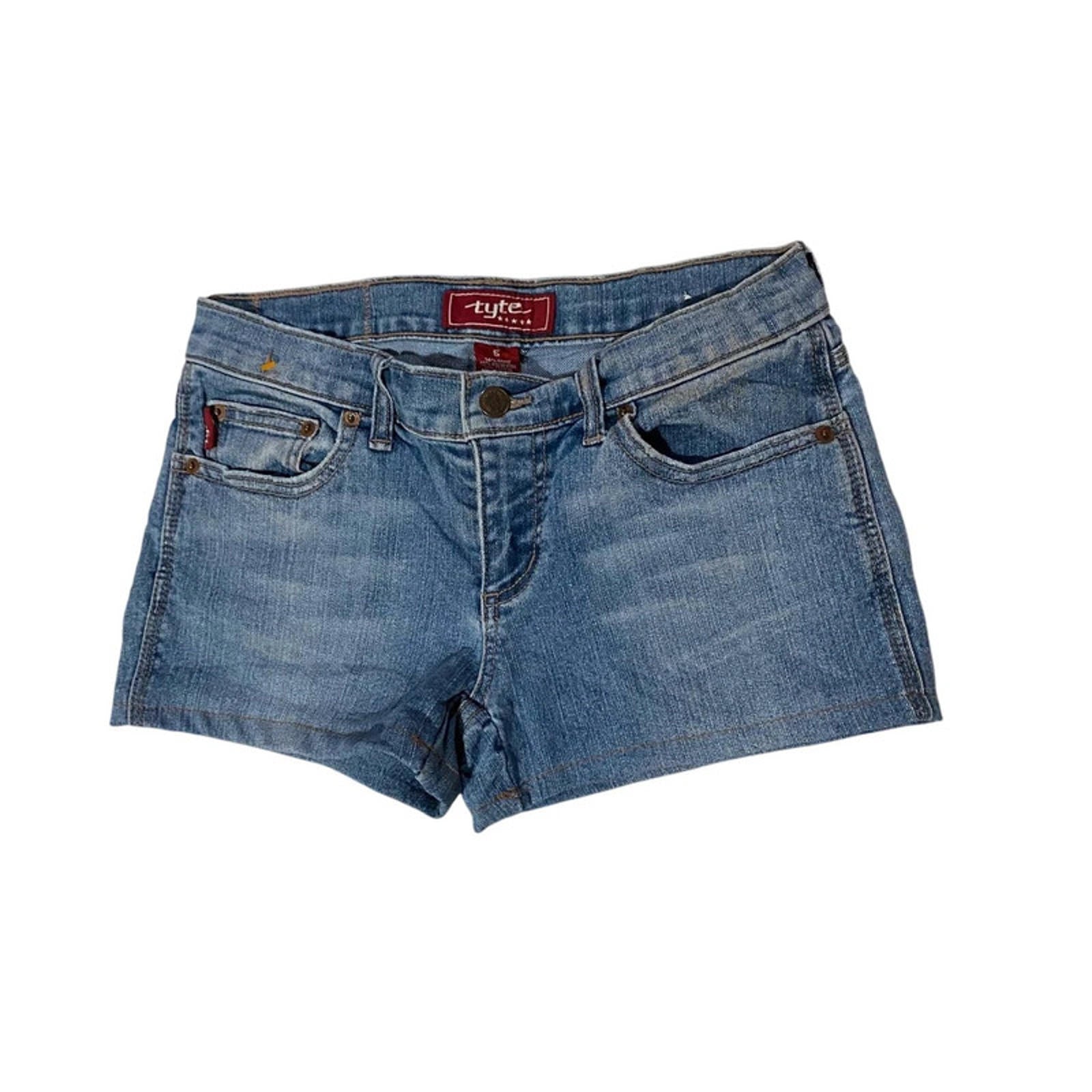 vintage denim shorts embellished - size 10 - waist 28 - y2k 2000s mcbling