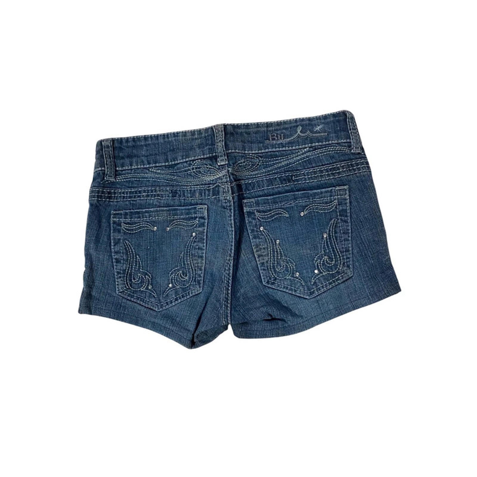 vintage denim shorts embellished - size 10 - waist 28 - y2k 2000s mcbling
