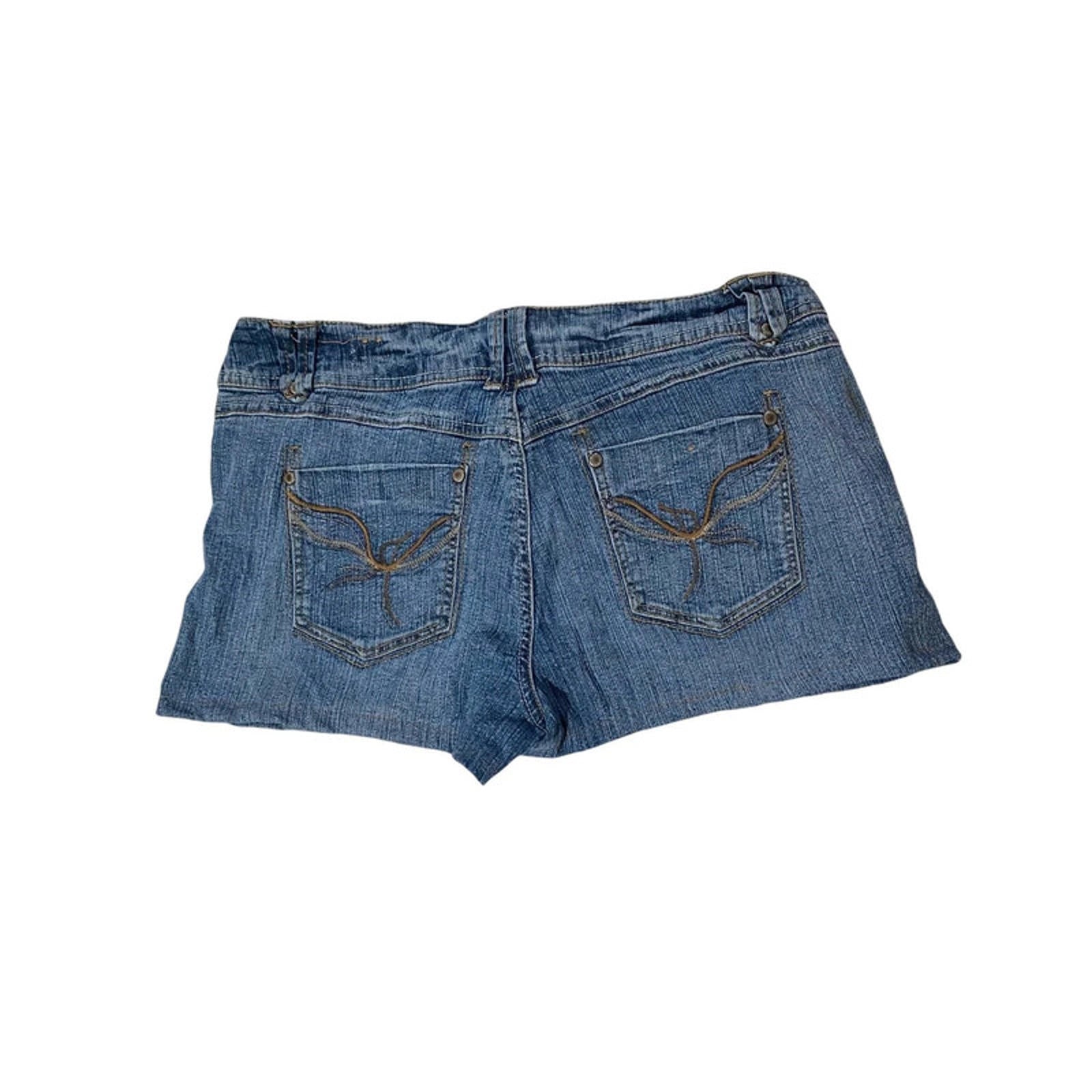 vintage denim shorts embellished - size 12 - waist 30 - y2k 2000s mcbling