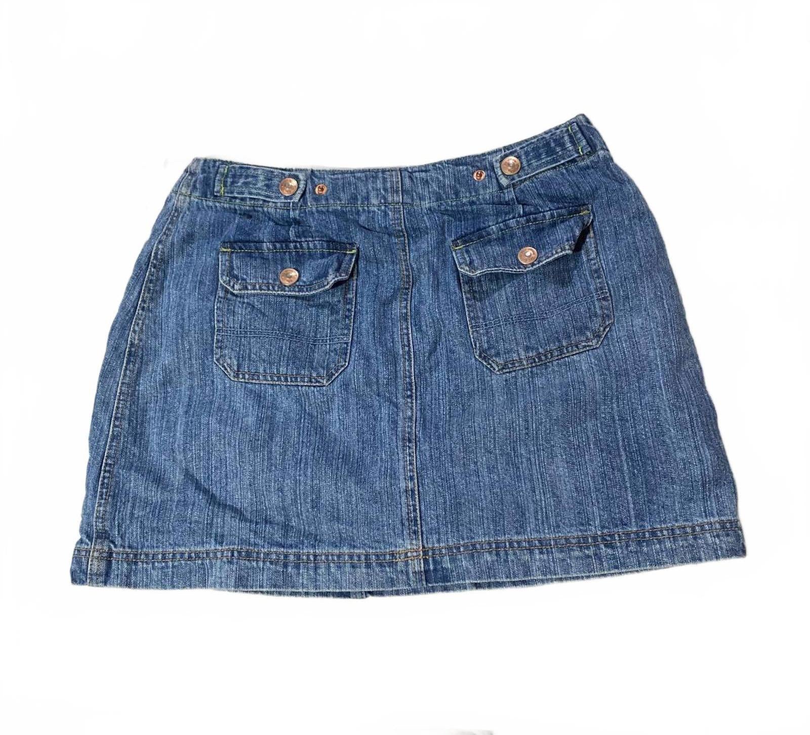 denim mini skirt  - vintage y2k mcbling 2000s - la blues size 12