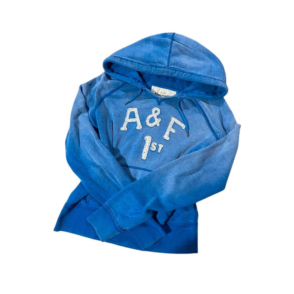 abercrombie & fitch blue faded hoodie size large y2k 2000s