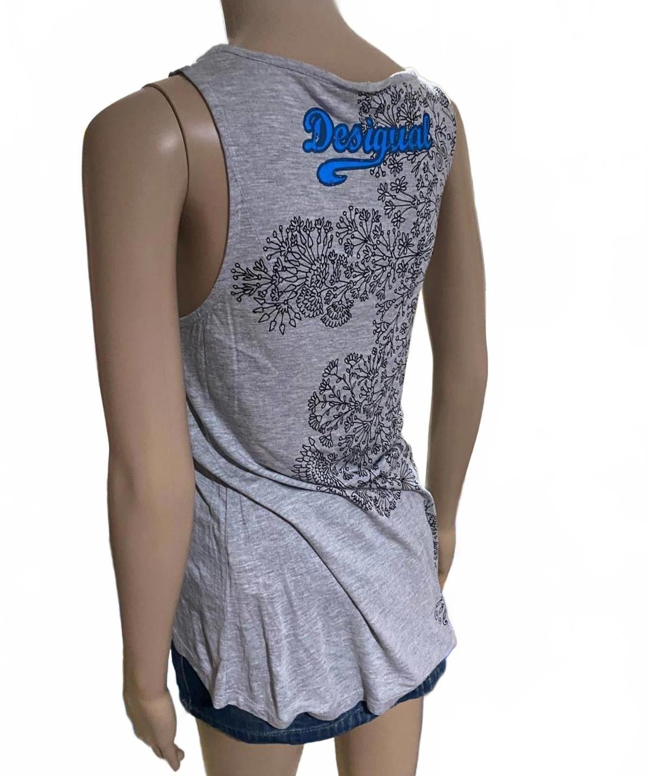 desigual tank top size small grey y2k 2000s