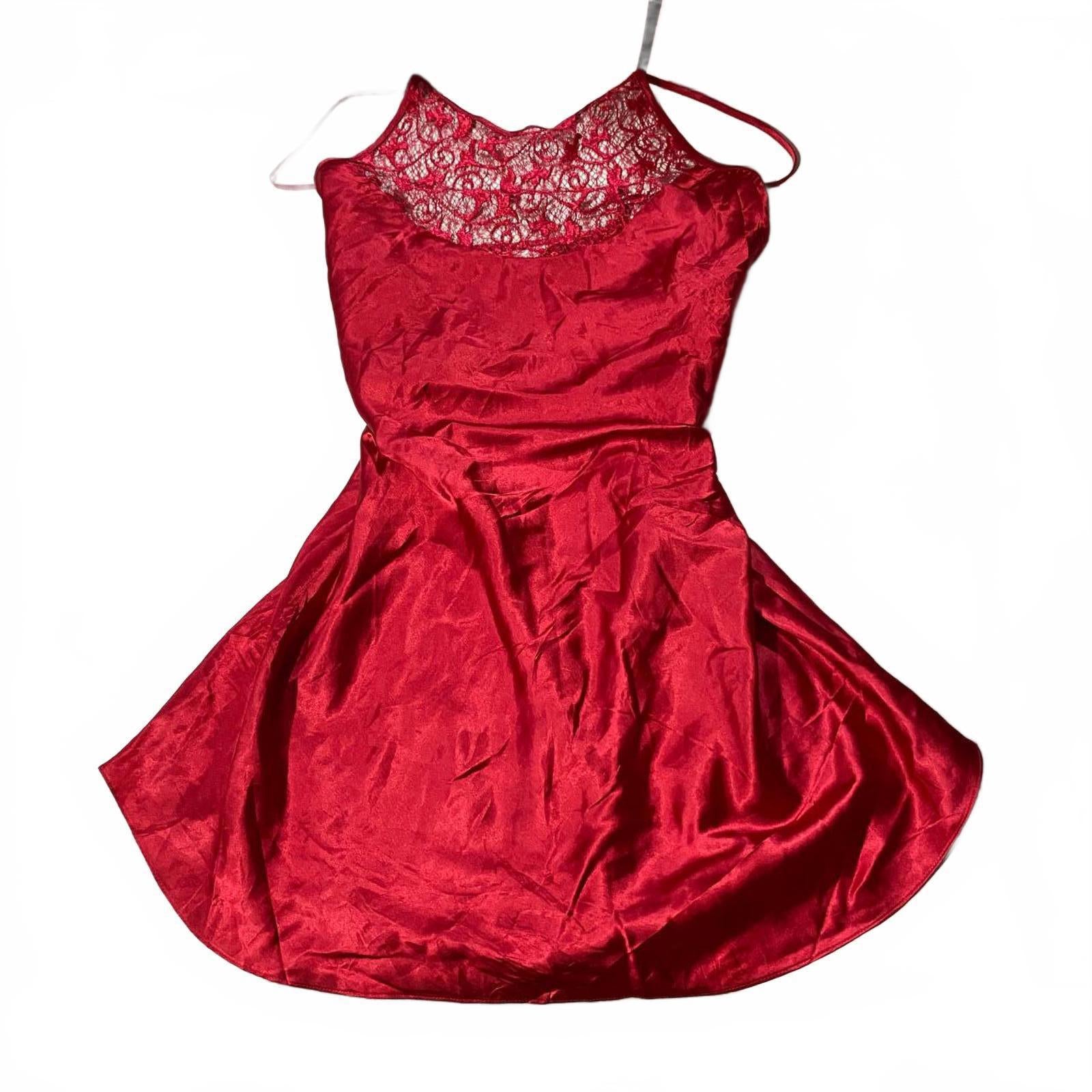 babydoll top vintage y2k 2000s mcbling red medium lace silky valentine