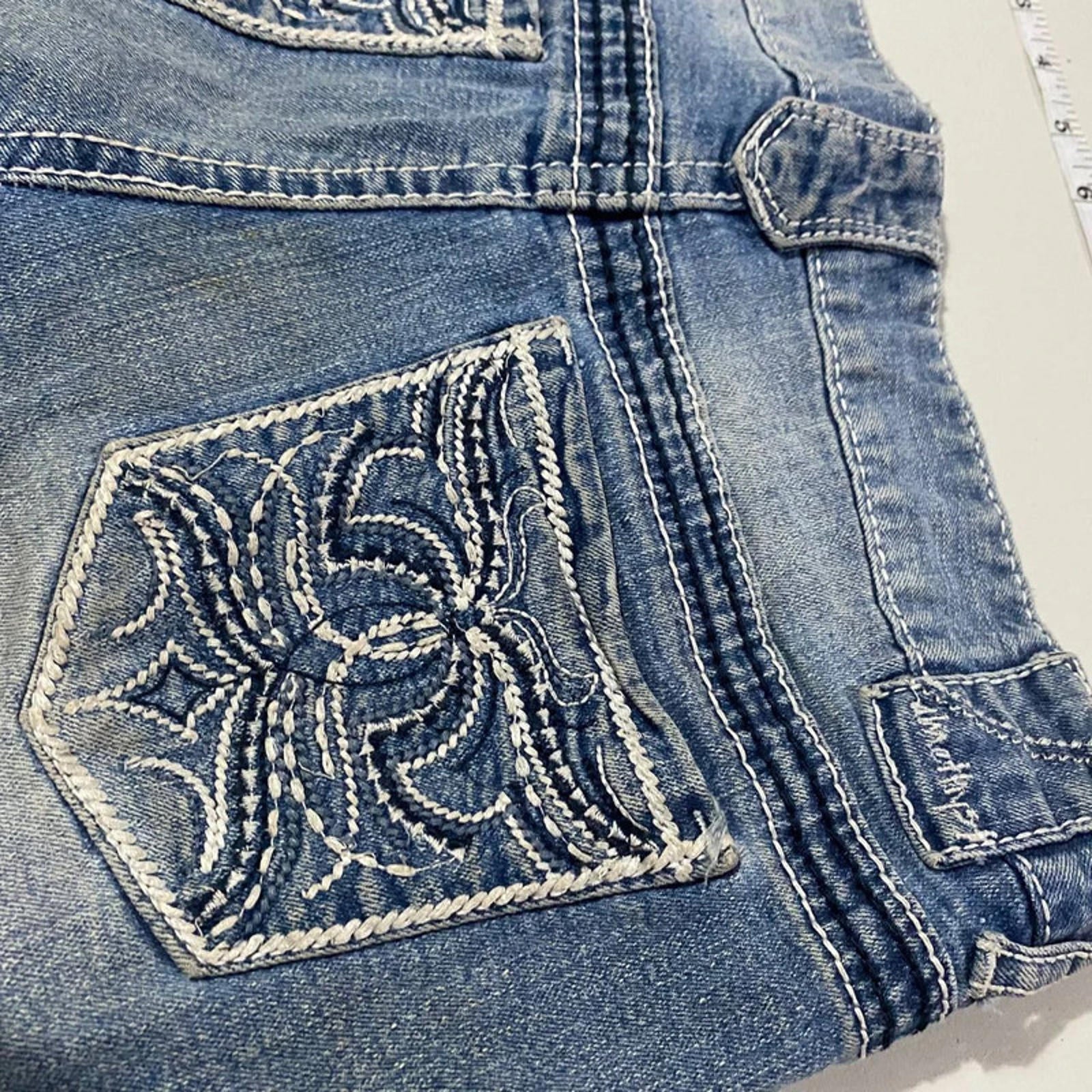 vintage denim shorts embellished - size 12 - waist 30 - y2k 2000s mcbling