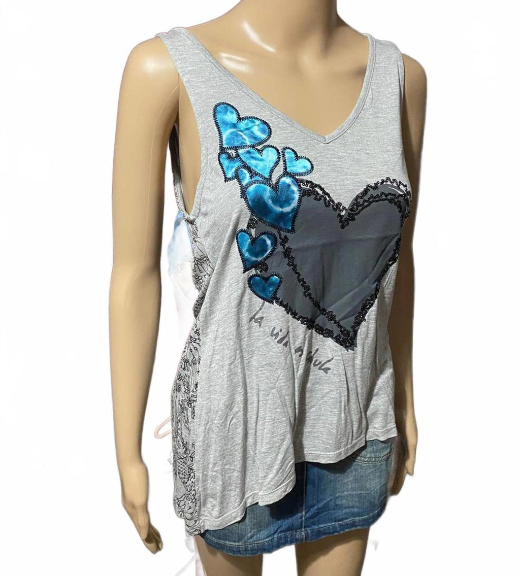desigual tank top size small grey y2k 2000s