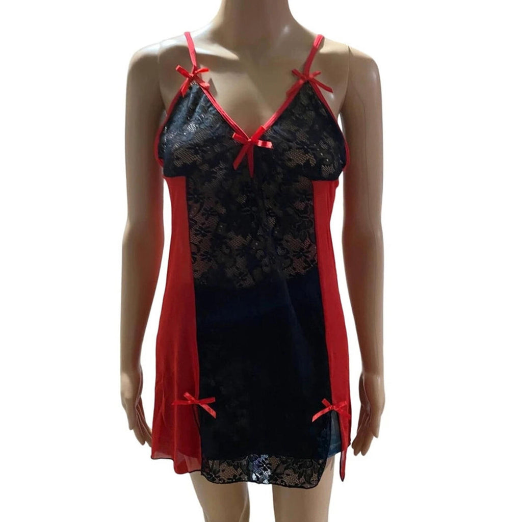 black and red babydoll chemise top goth halloween medium vintage y2k mcbling 2000s