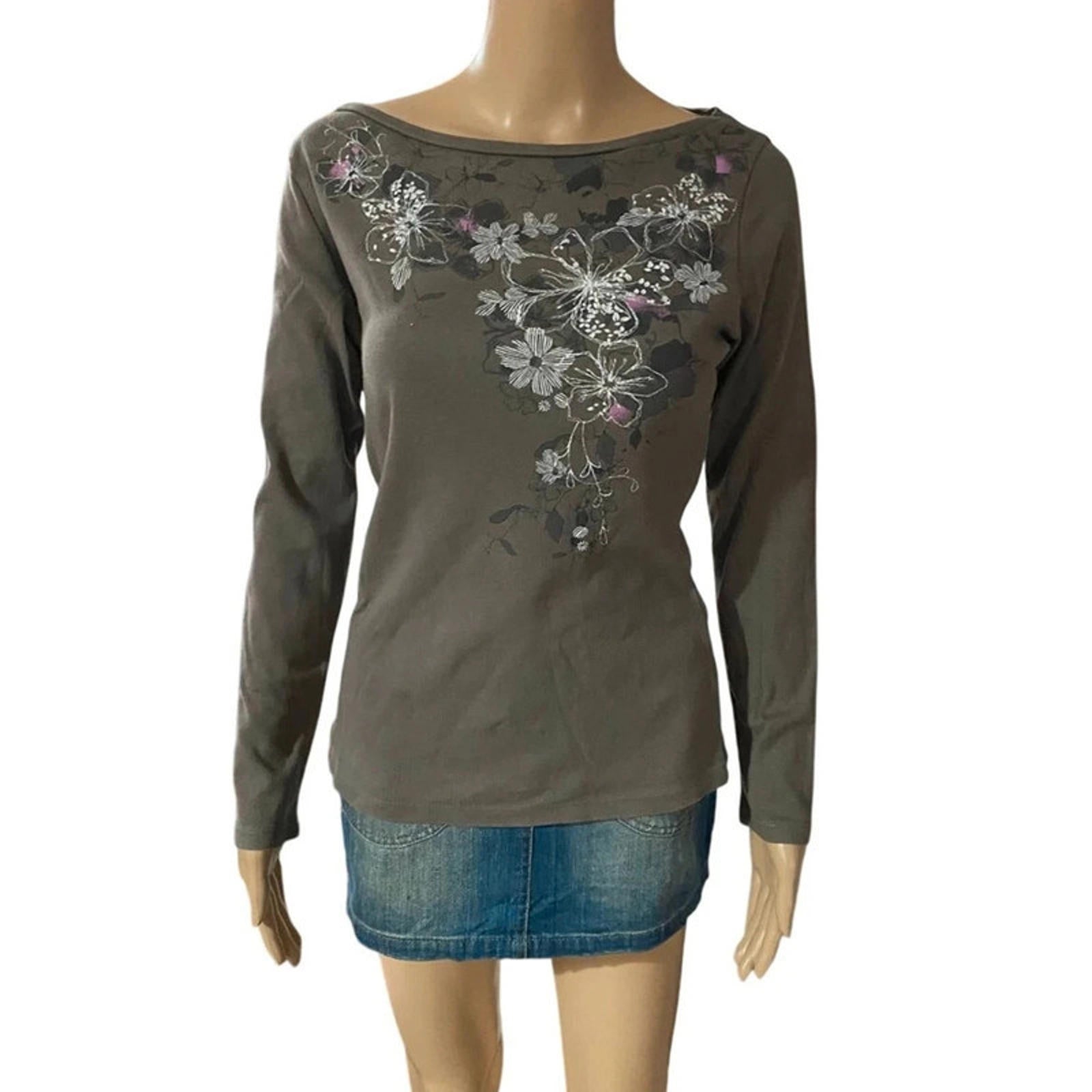 gorgeous size 14 vintage m&s long sleeve grunge top 2000s fairycore y2k