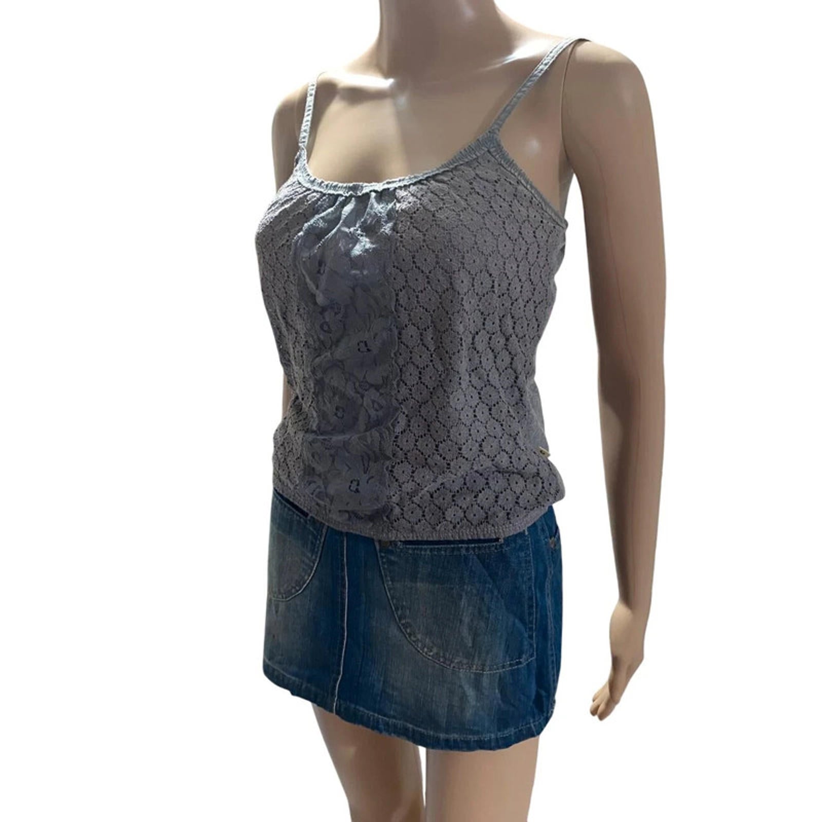 hollister size small vintage tank top grey - y2k 2000s aesthetic