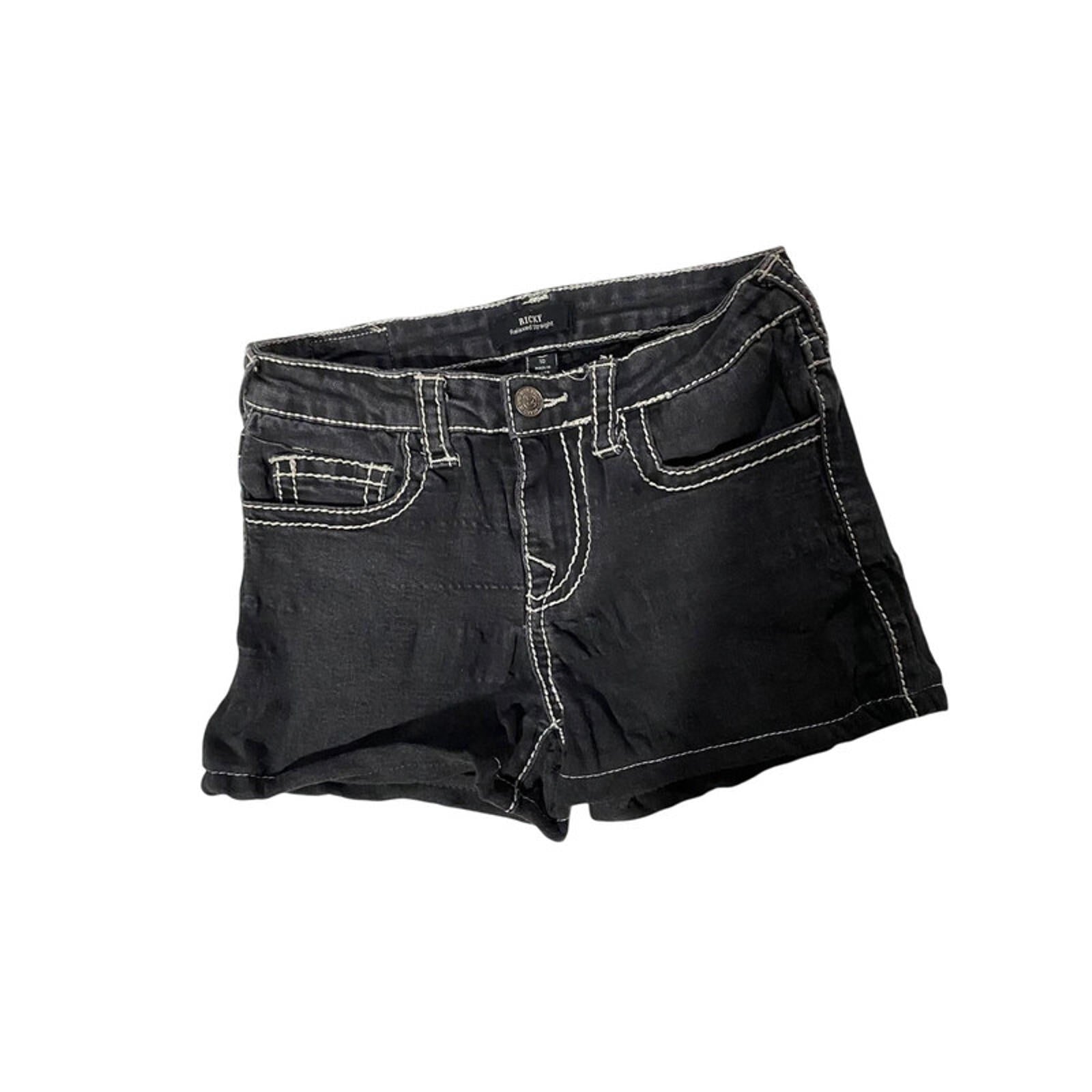 true religion vintage denim shorts embellished - size 6 - waist 24 - y2k 2000s mcbling