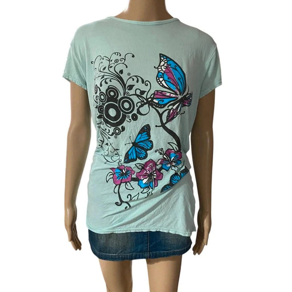 frutiger aero style tshirt by pink diva estimate large - y2k 2000s