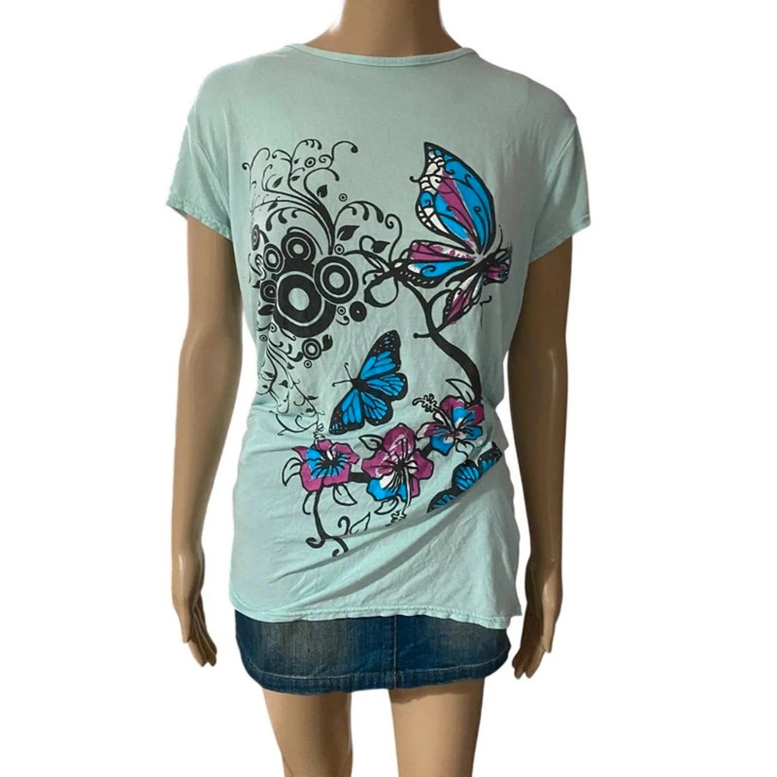 frutiger aero style tshirt by pink diva estimate large - y2k 2000s