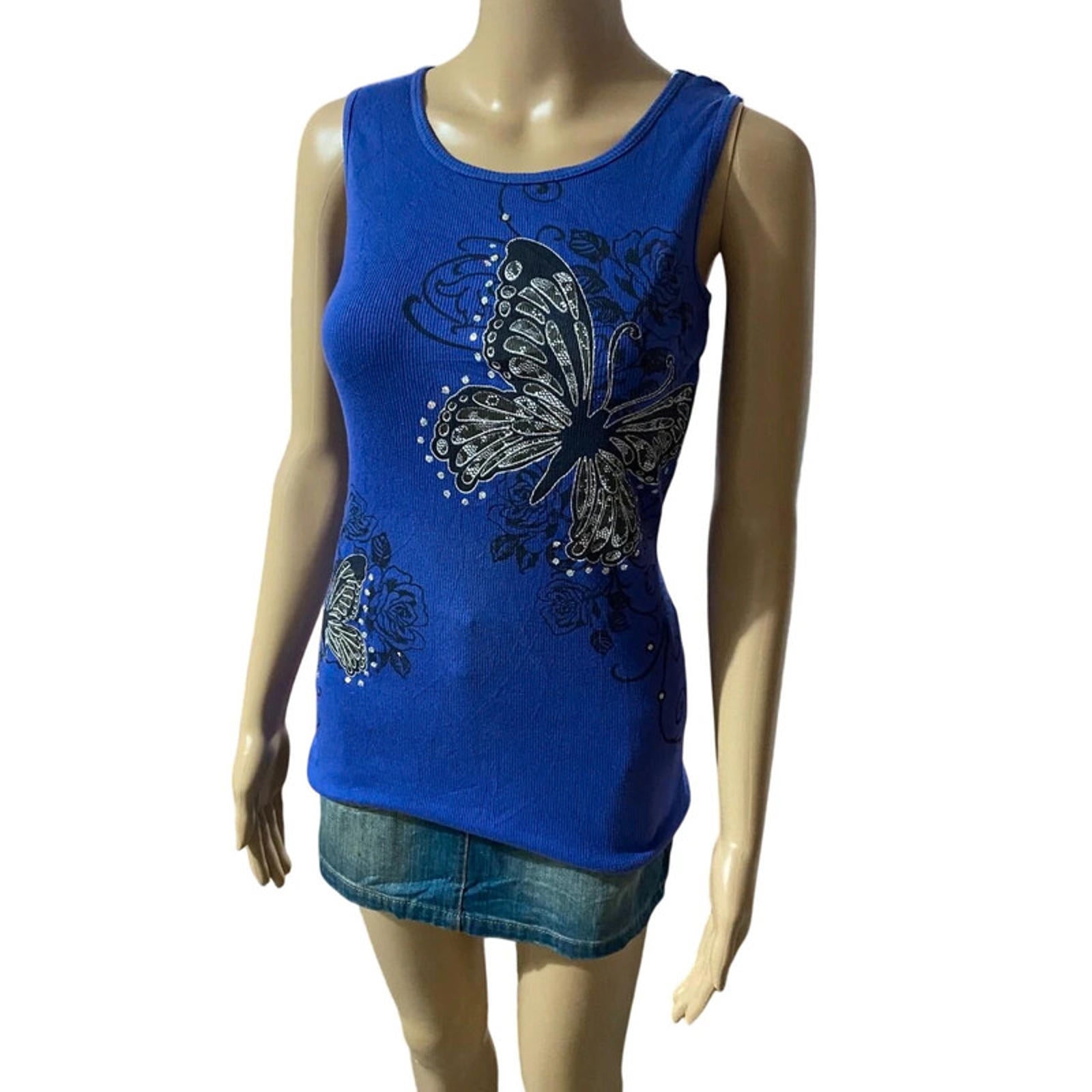 xhilaration size XL (more like medium) vintage butterfly rhinestone tank top purple y2k 2000s