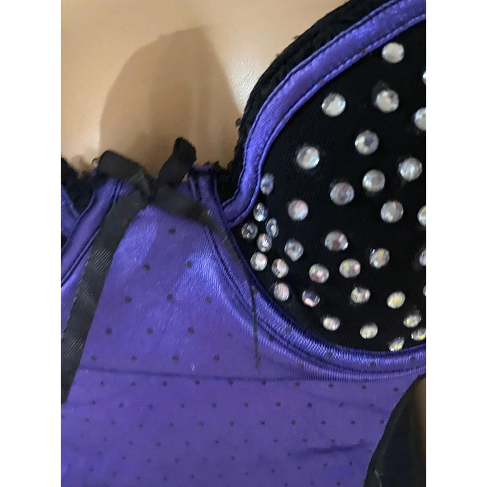 size large leilei purple and black rhinestone babydoll dress top y2k 2000s vintage mcbling emo goth