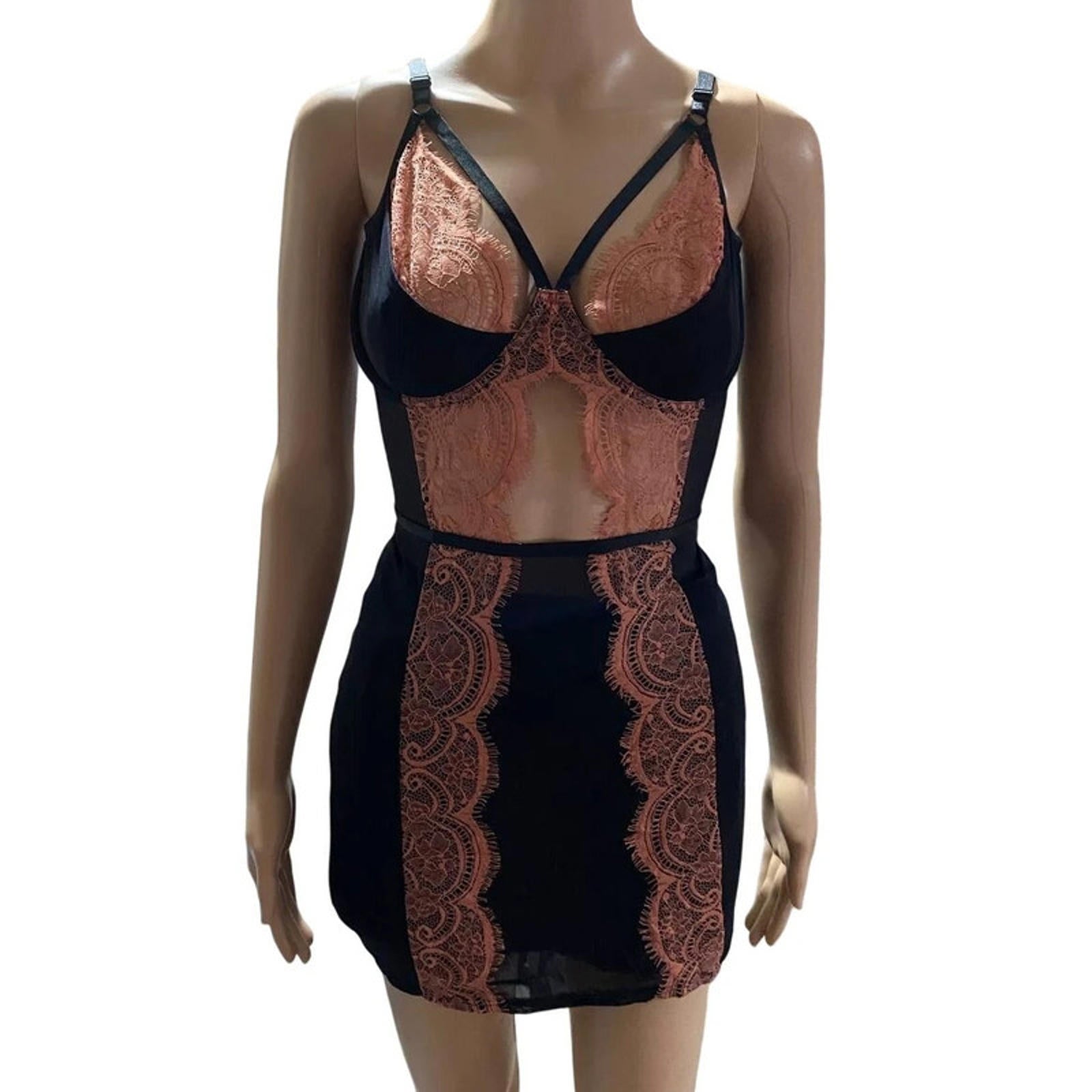 estimate small black and pink peach lace babydoll cami top - vintage y2k 2000s diva