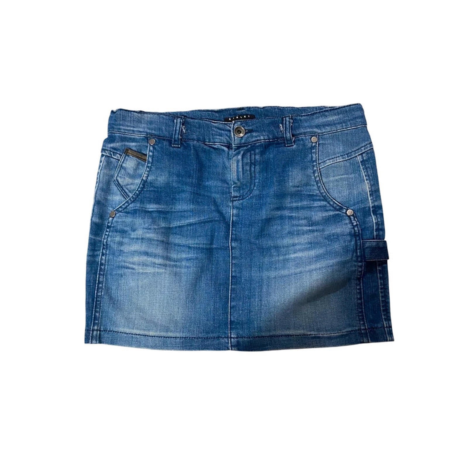 30 inch waist estimate size 12 uk - blue denim mini skirt vintage 2000s y2k sisley