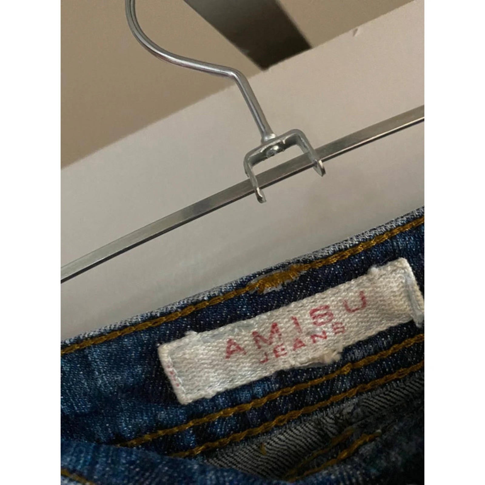 32 inch waist estimate size 14 uk - blue denim mini skirt vintage 2000s y2k amisu