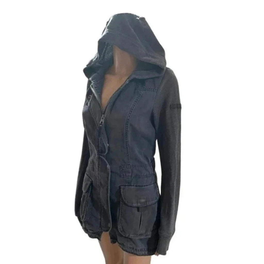 abercrombie & fitch grey coat size medium vintage 2000s y2k