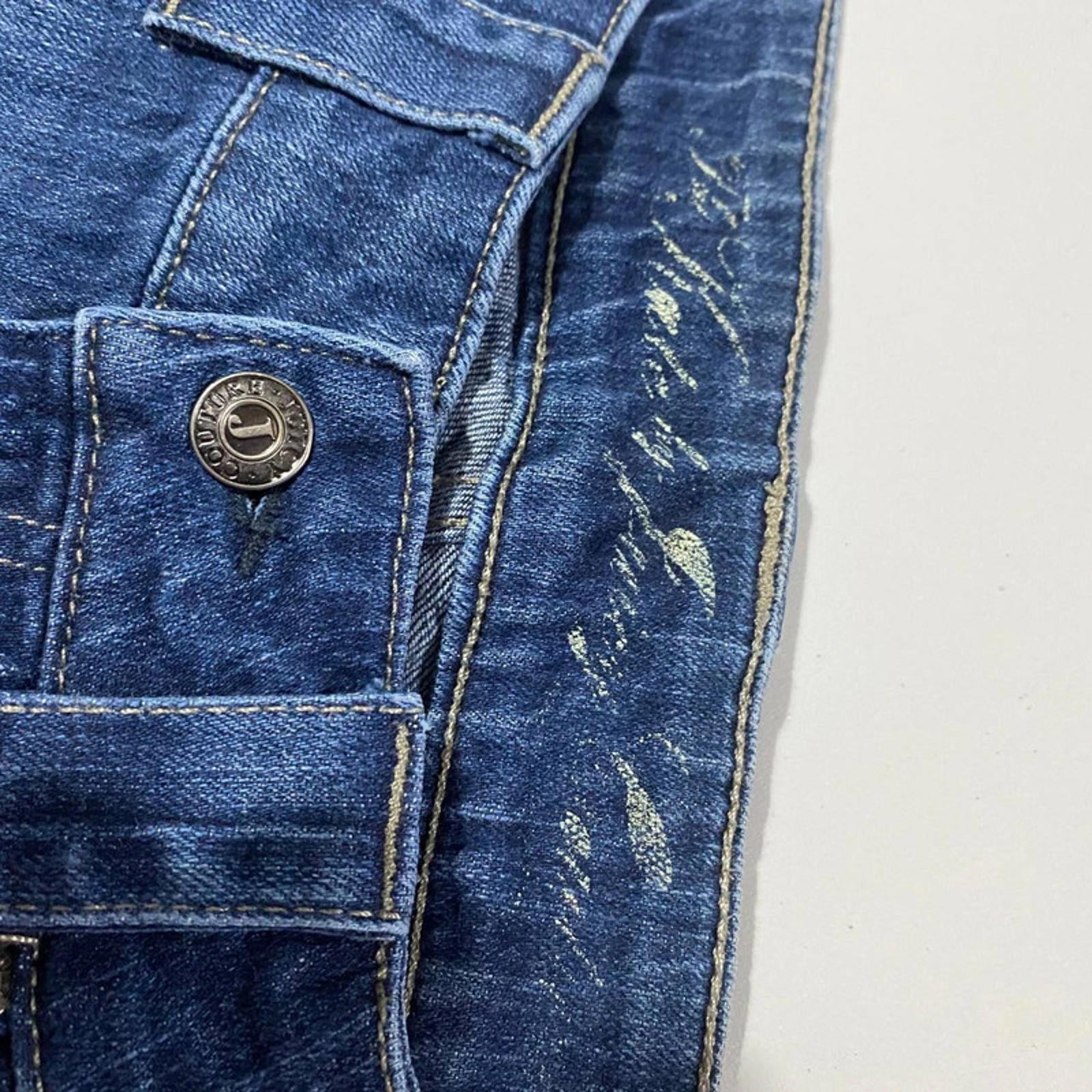 juicy couture vintage denim shorts embellished - size 14 - waist 32 - y2k 2000s mcbling