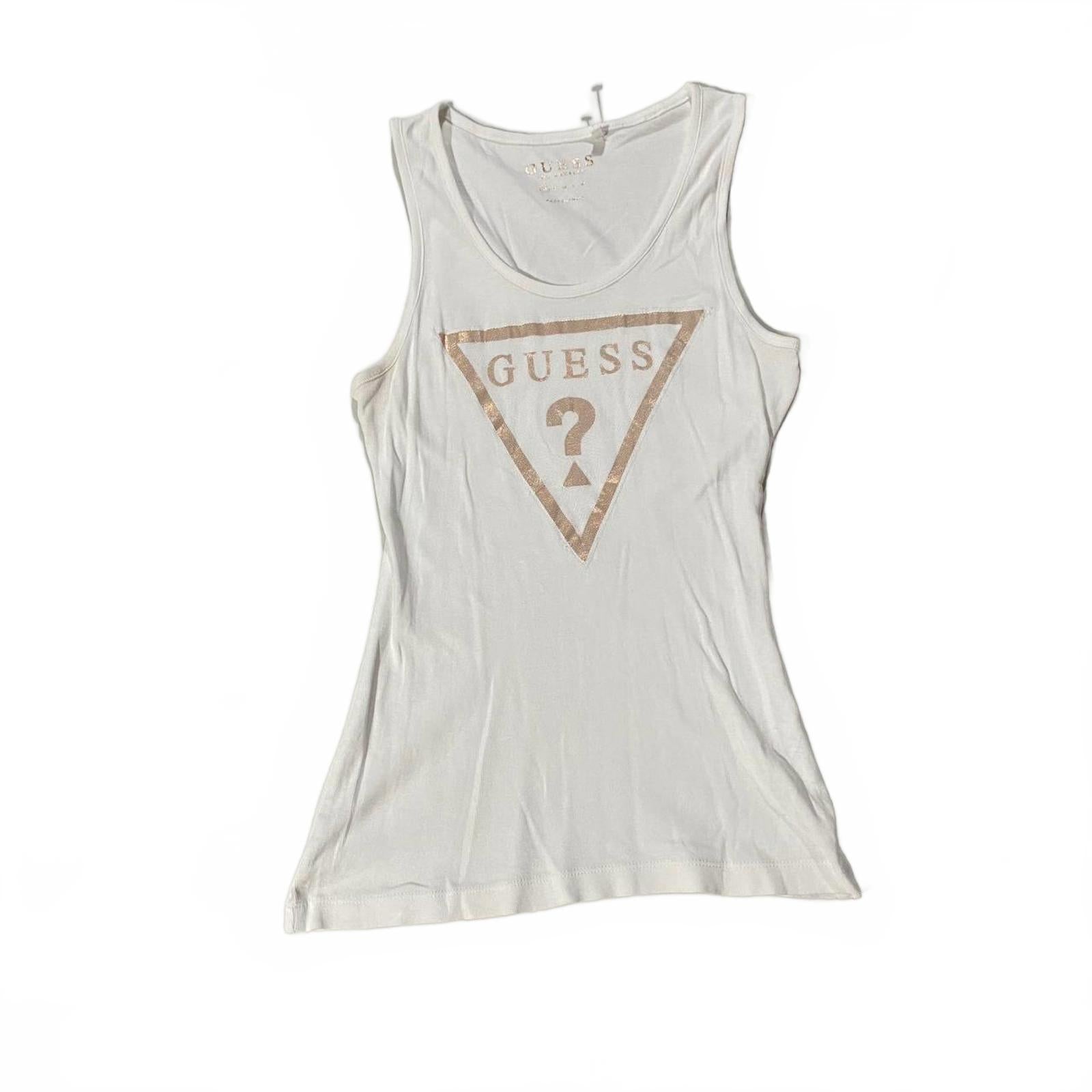 guess size xs vest top white and gold - y2k 2000s mcbling