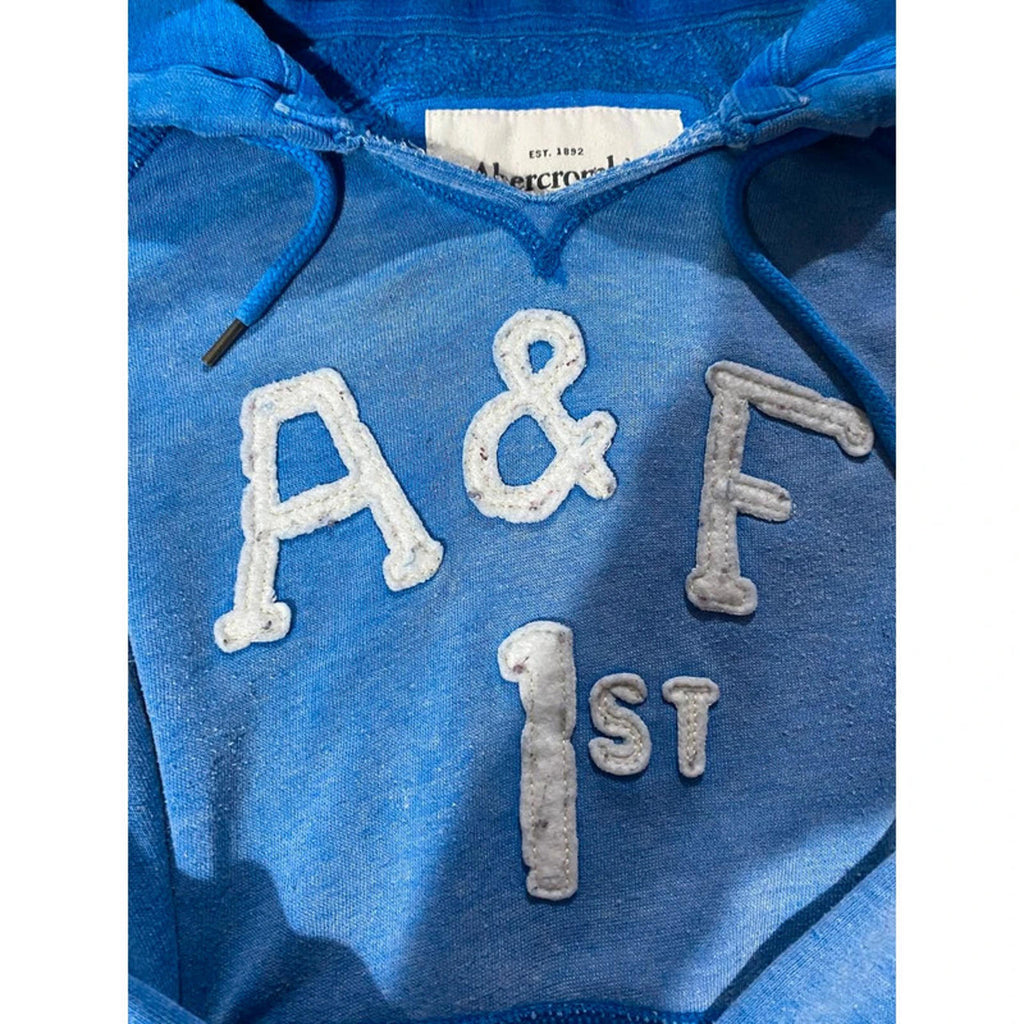 abercrombie & fitch blue faded hoodie size large y2k 2000s