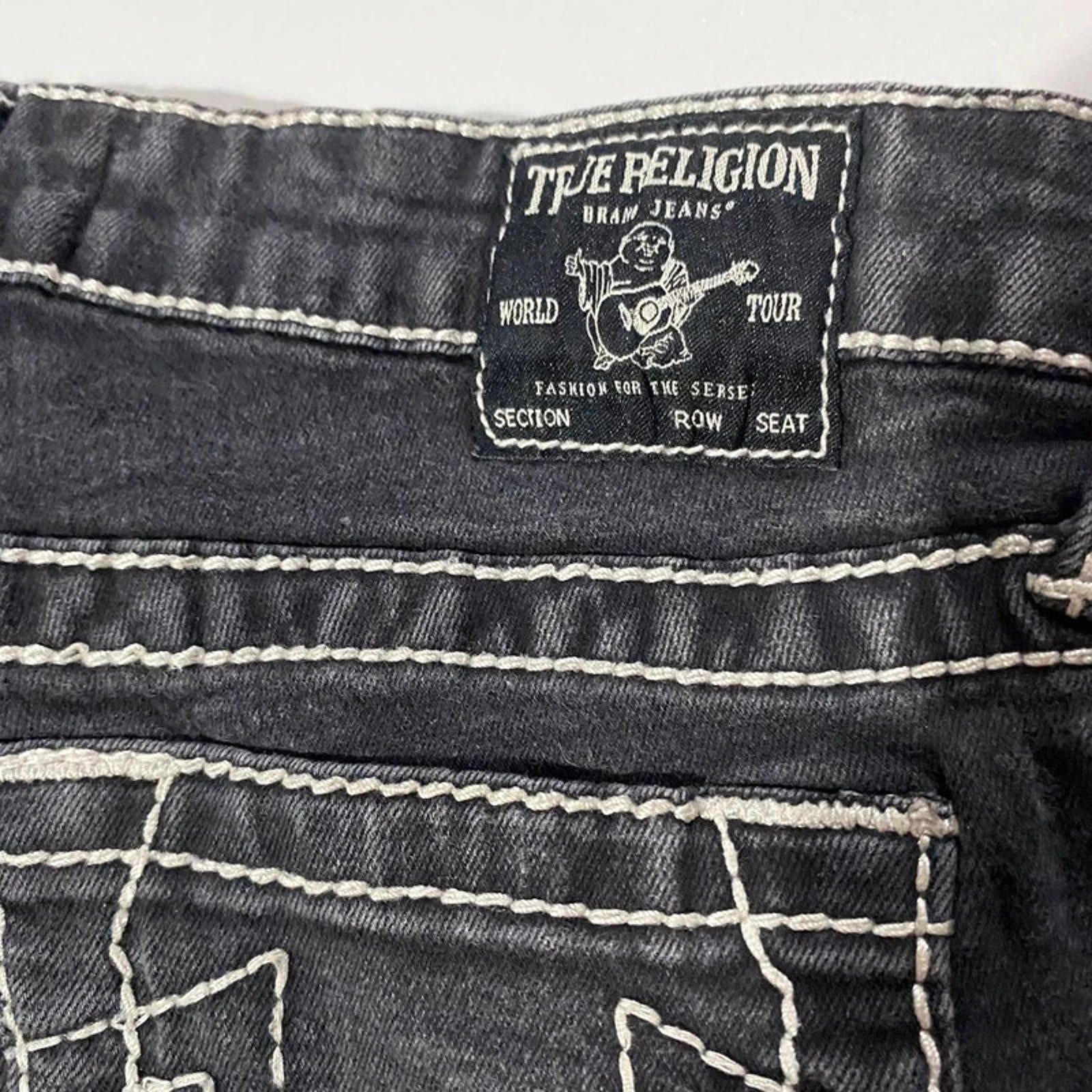 true religion vintage denim shorts embellished - size 6 - waist 24 - y2k 2000s mcbling