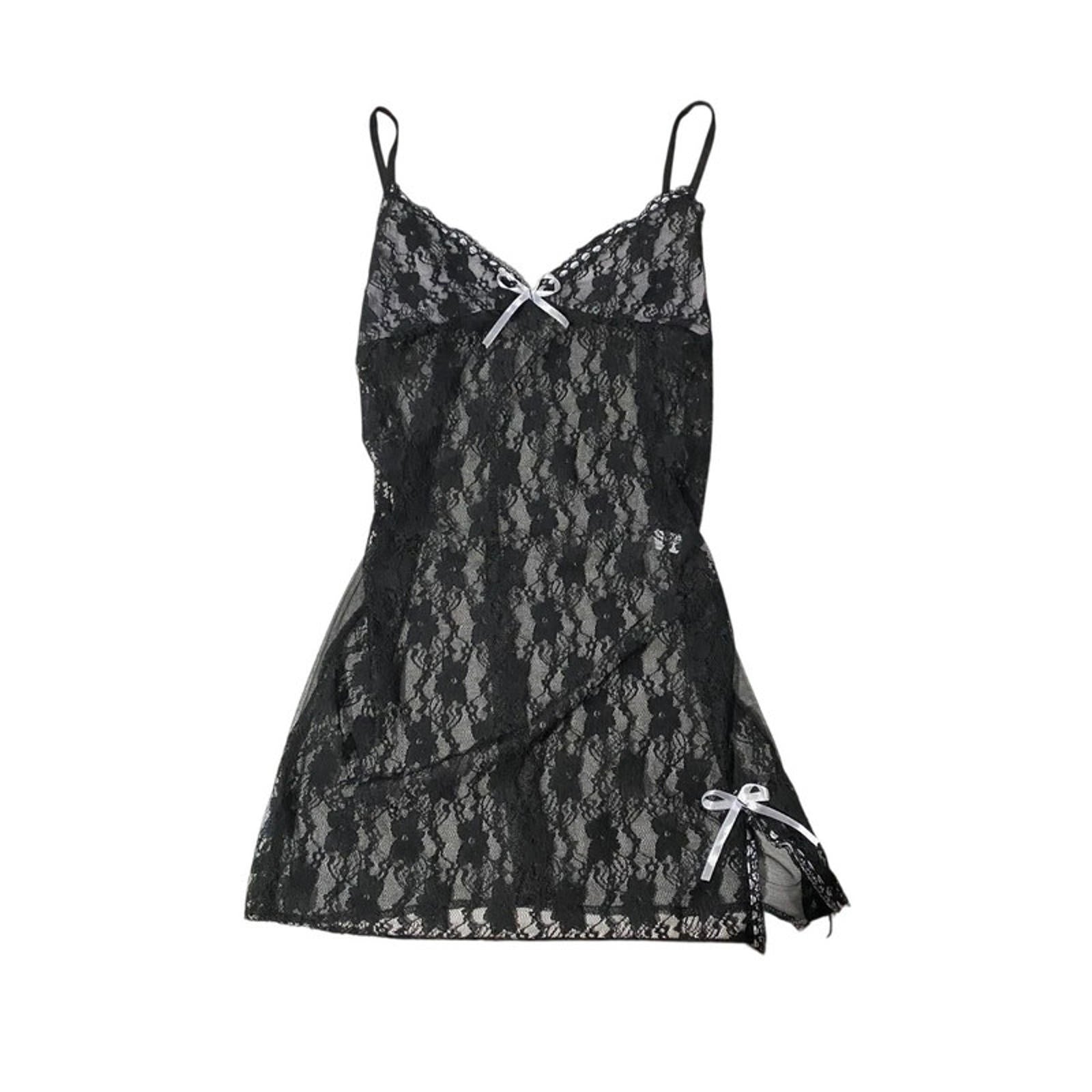 est. small black and pink floral lace cami babydoll top - 90s 2000s y2k vintage