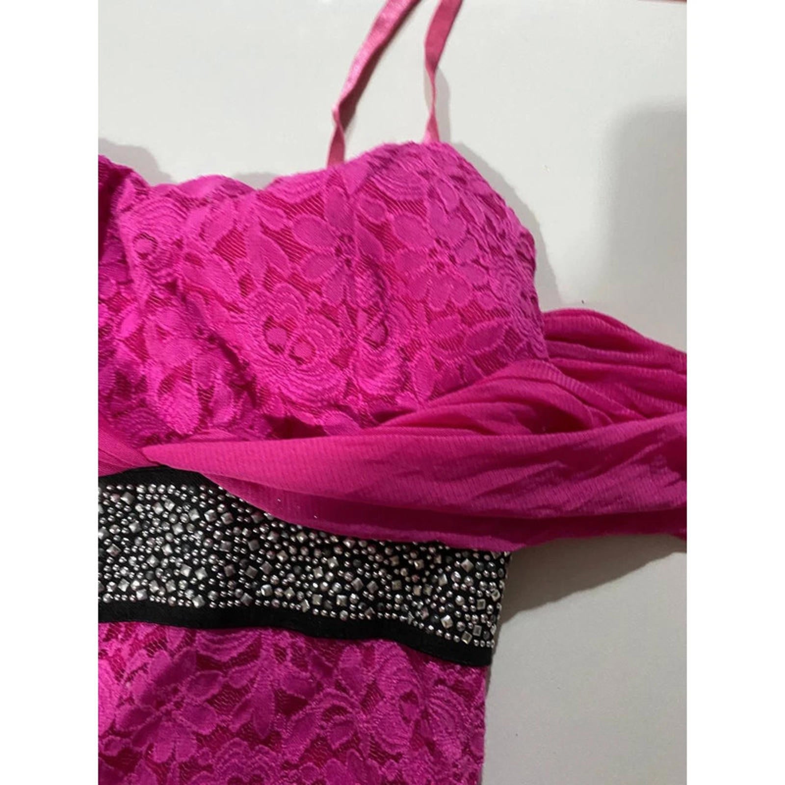 y2k mcbling rhinestone hot pink mini dress babydoll 2000s