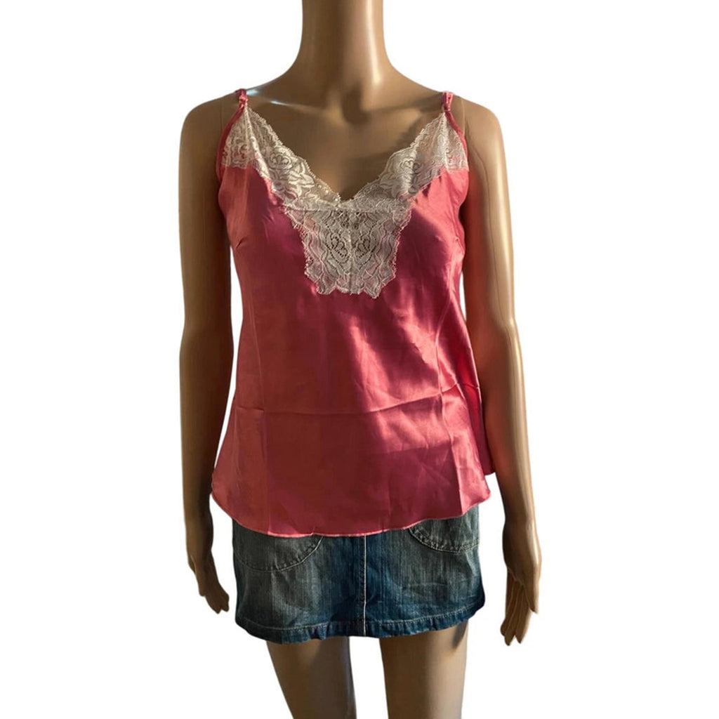 size xl pink silky lace cami top y2k mcbling