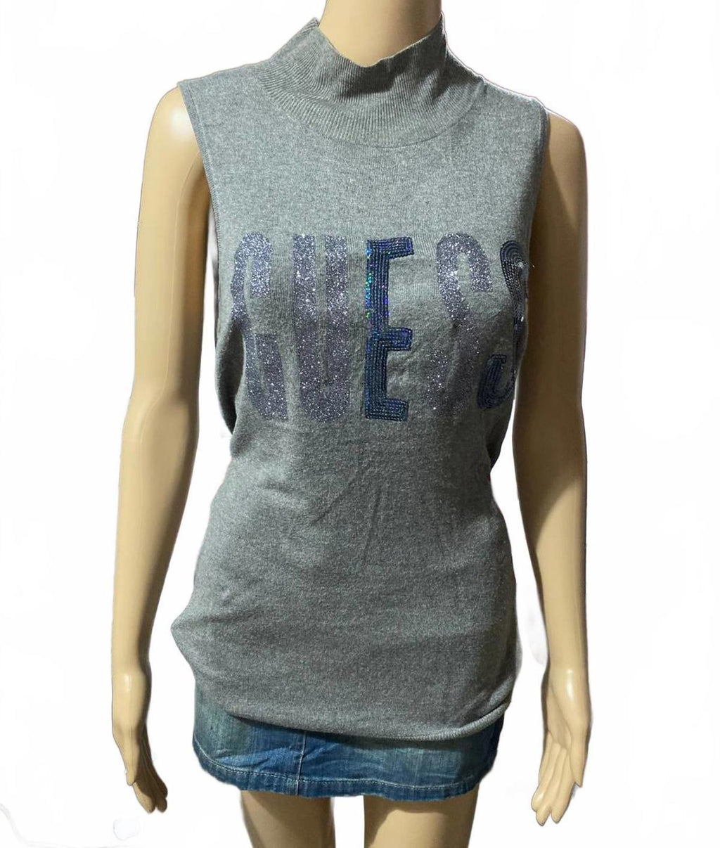 guess estimate large sleeveless tank sweater - y2k mcbling 2000s grey